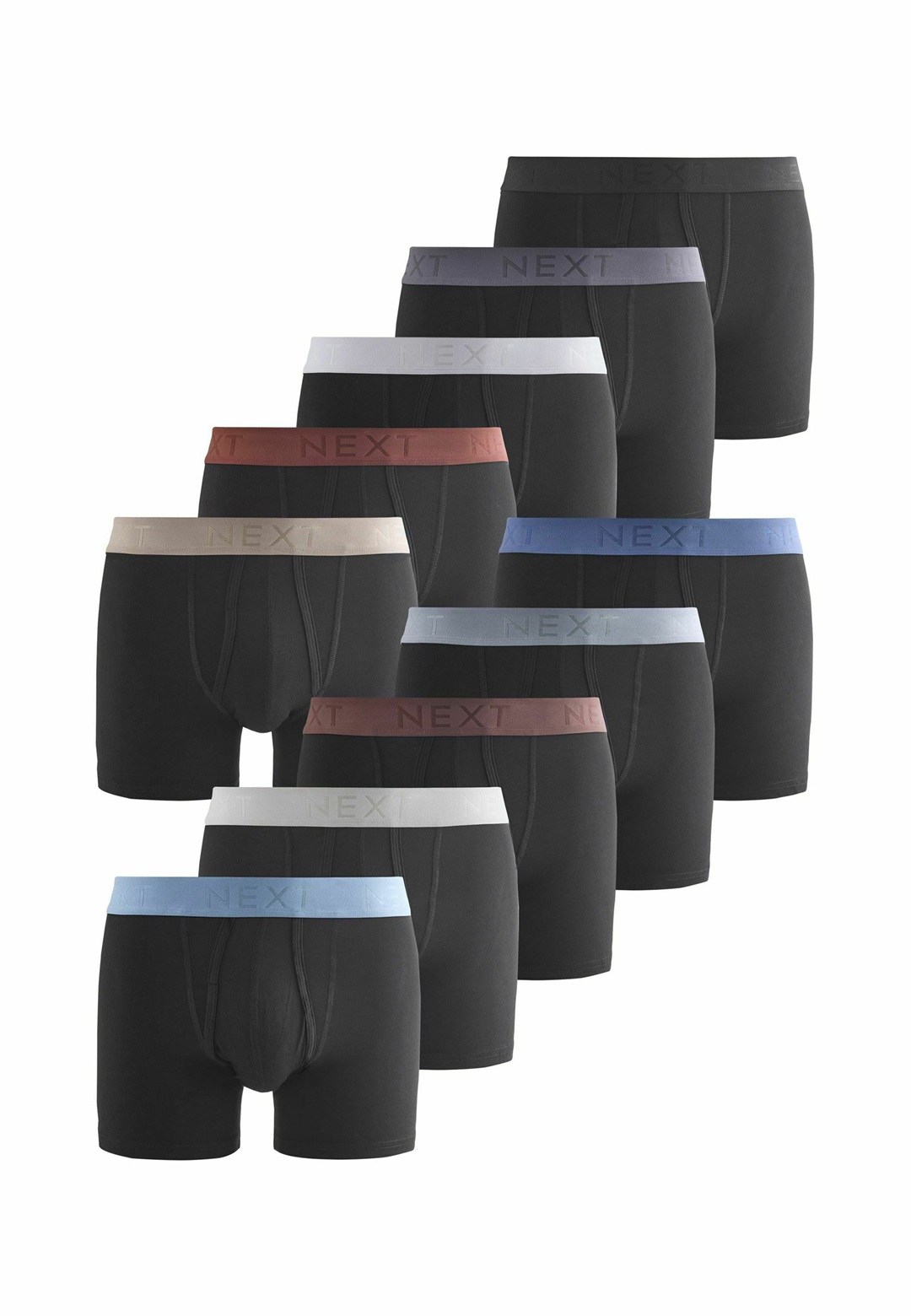 Next A FRONTS 10 PACK - Boxer Briefs - black blue brown waistbands/schwarz meliert