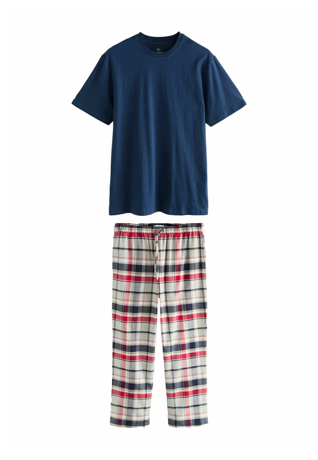 Next REGULAR FIT - CHECK SHORT SLEEVE SET - Nachtwäsche Set - navy blue grey/blau