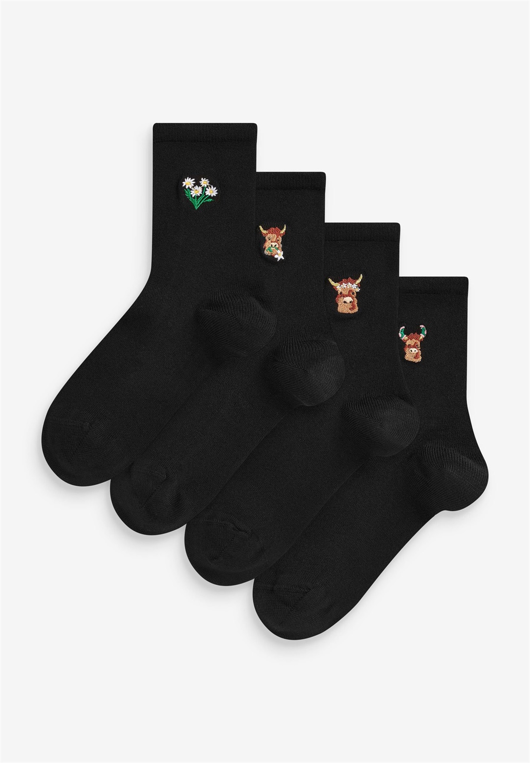 Next EMBROIDERED HAMISH MOTIF ANKLE SOCKS 4 PACK - Socken - black/schwarz