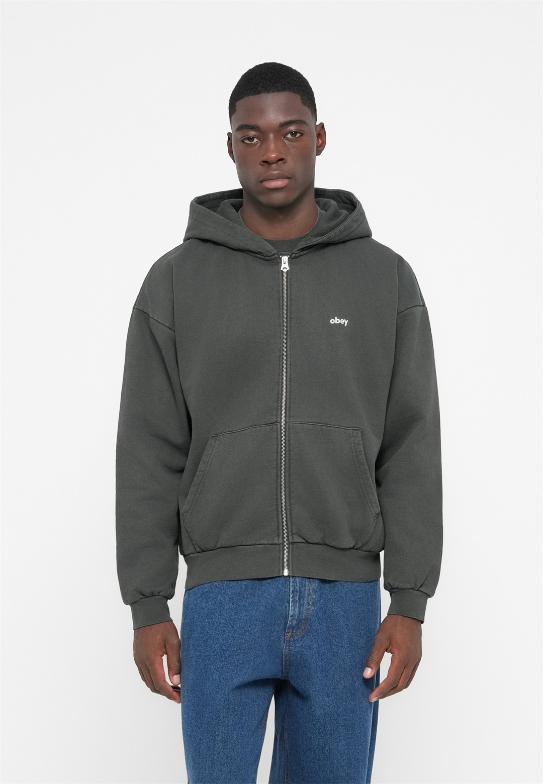 Obey Clothing LOWERCASE ZIP HOOD UNISEX - Kapuzenpullover - pigment pirate black/schwarz