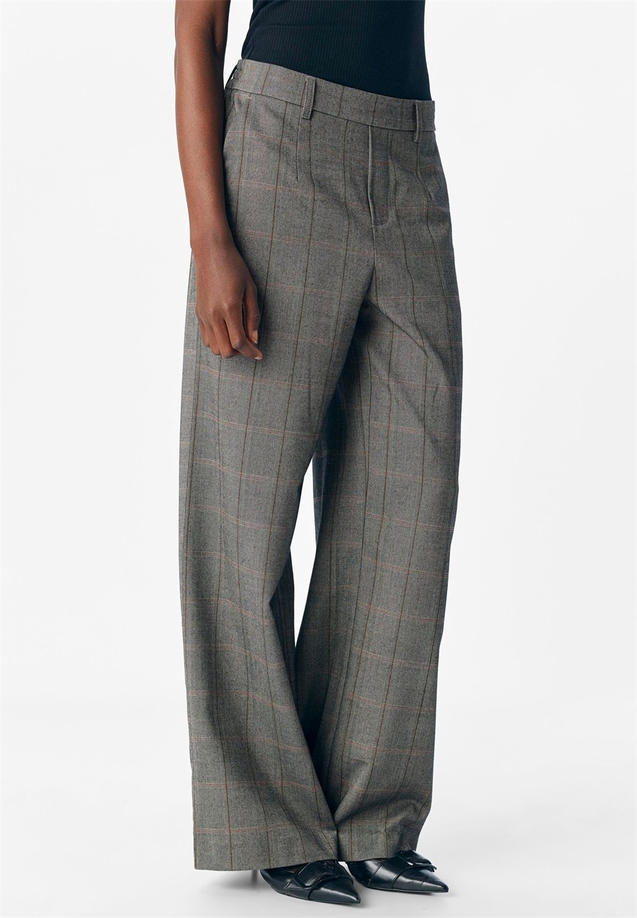 Object OBJLISA WIDE - Stoffhose - black pattern humus tannin/schwarz