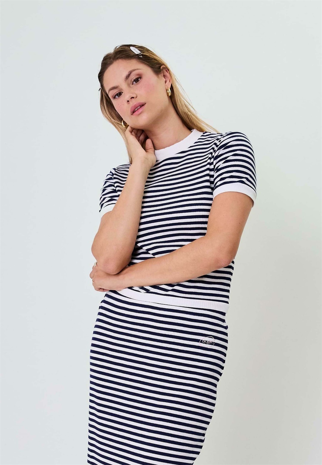OH APRIL NUALA STRIPED TEE - T-Shirt print - blackberry/schwarz