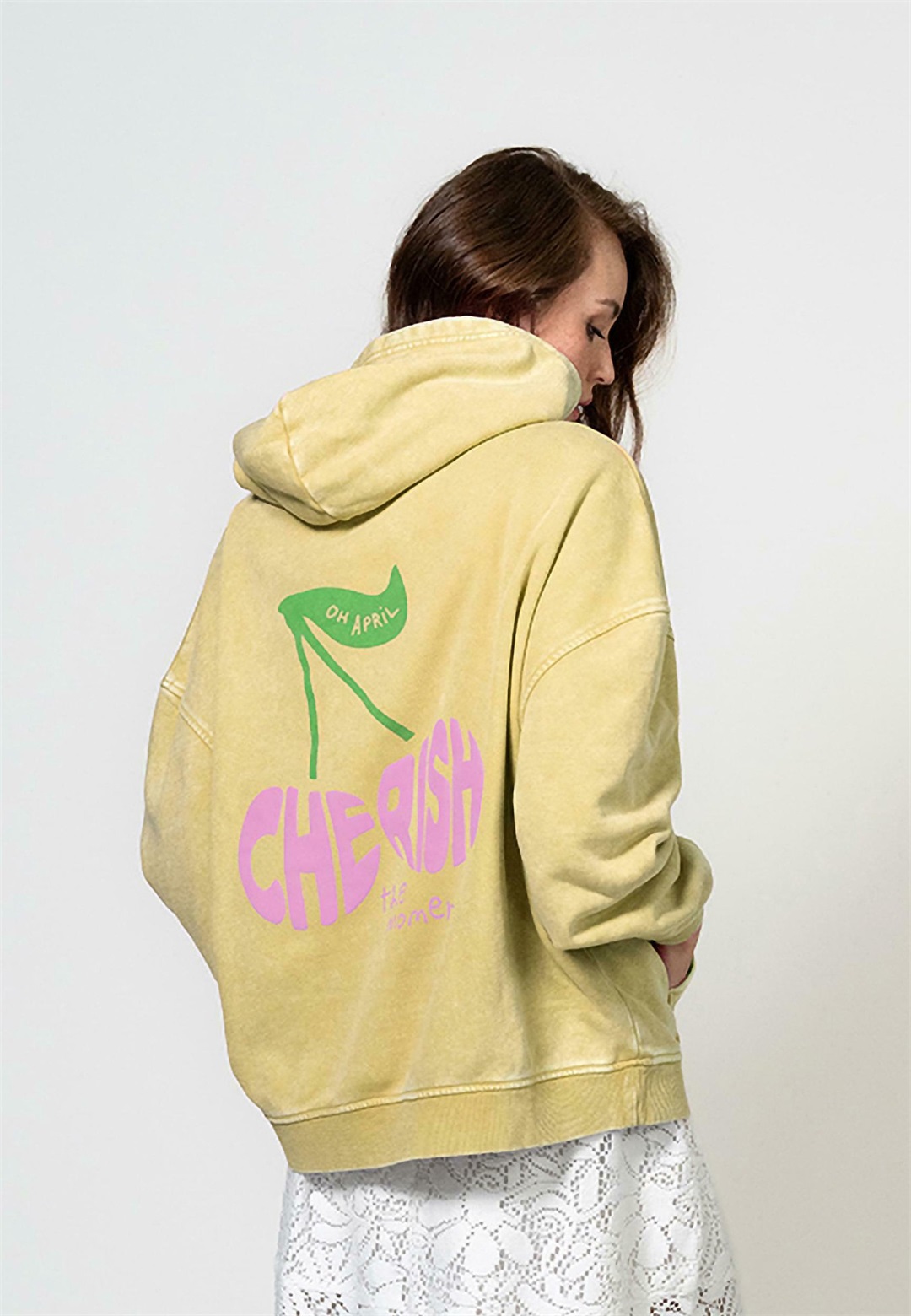 OH APRIL CHERISH - Kapuzenpullover - lemon acid/gelb