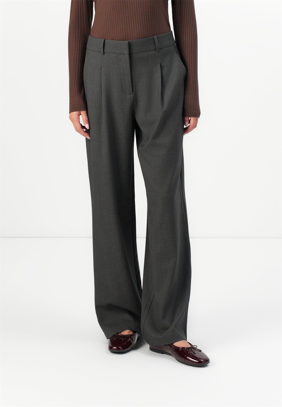 ONLY ONLDELLY LIFE PANT - Stoffhose - medium grey melange/grau-meliert