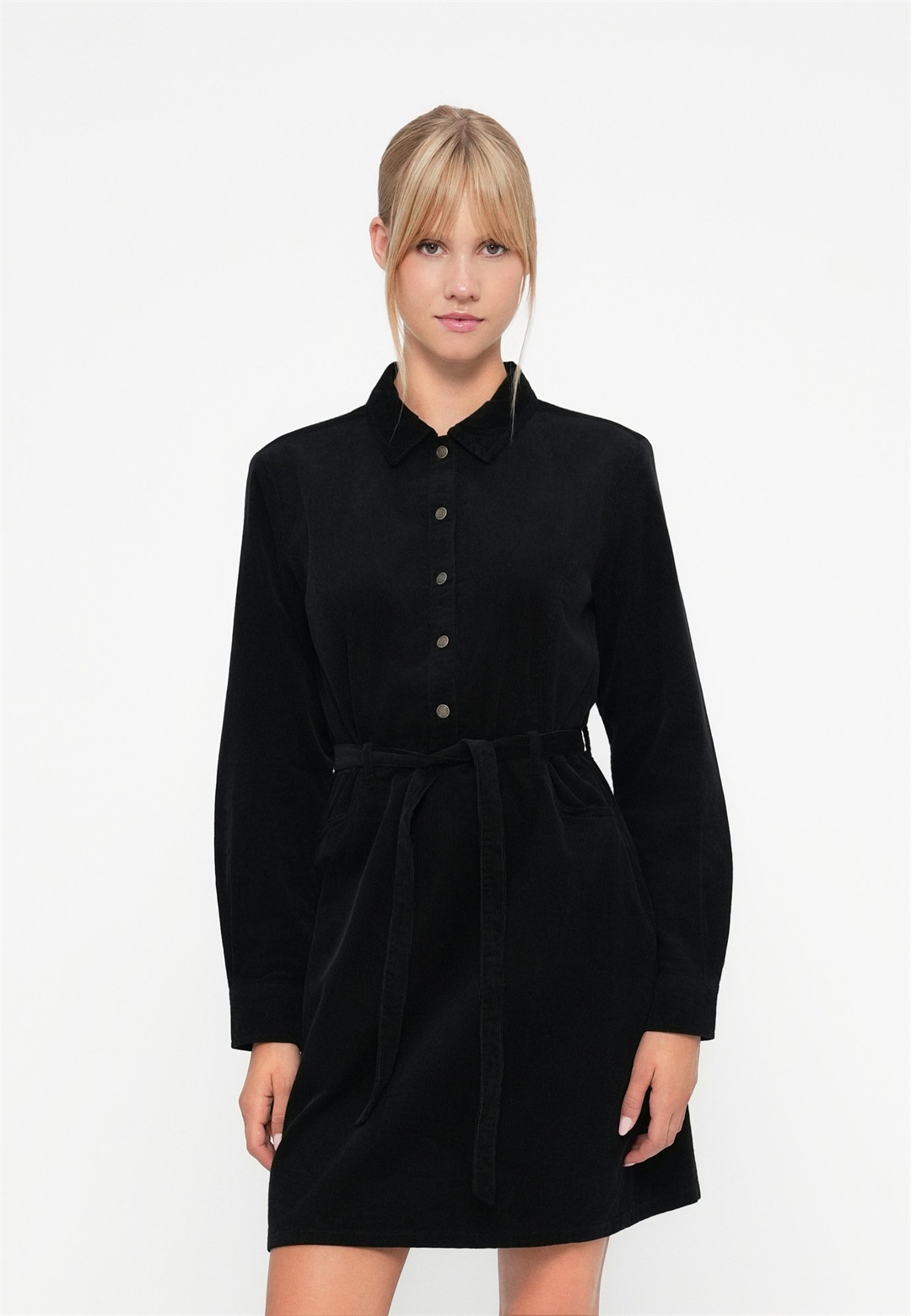 ONLY ONLNESSA CORD DRESS - Blusenkleid - black/schwarz