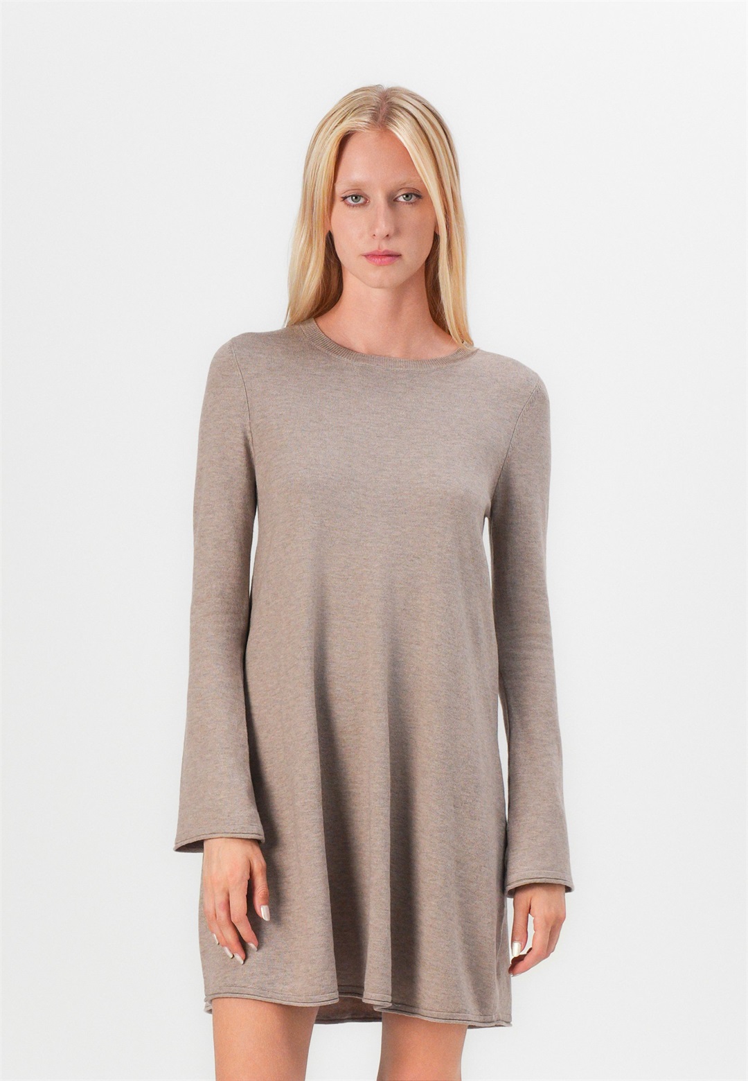 ONLY ONLAMALIO LIFE ONECK - Strickkleid - fungi/braun