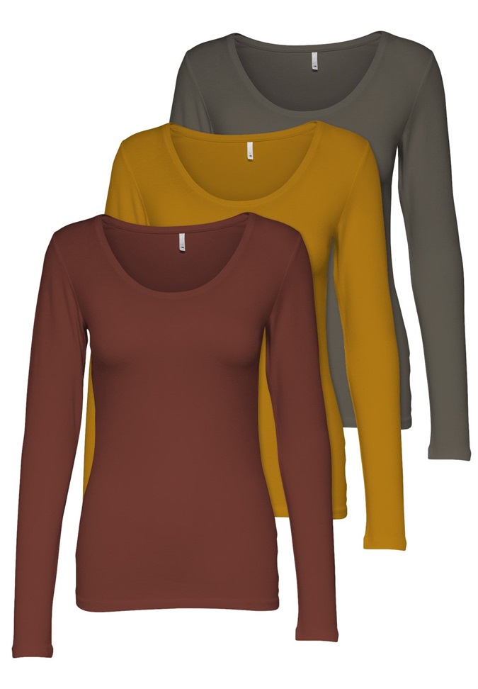 ONLY 3 PACK - Langarmshirt - mix 3 bh gy ka/kupfer