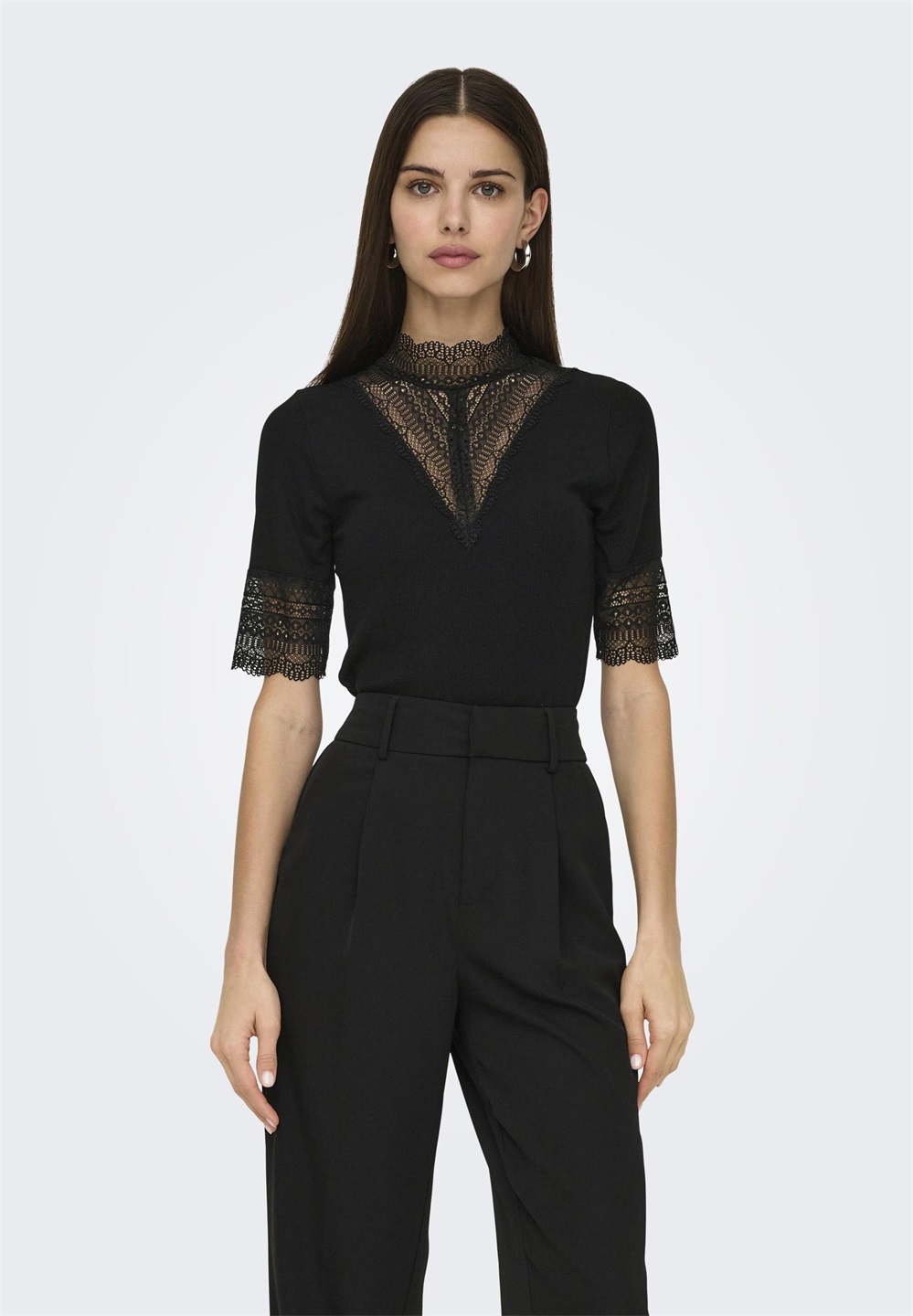 ONLY ONLTILDE HIGHNECK - T-Shirt print - black/schwarz