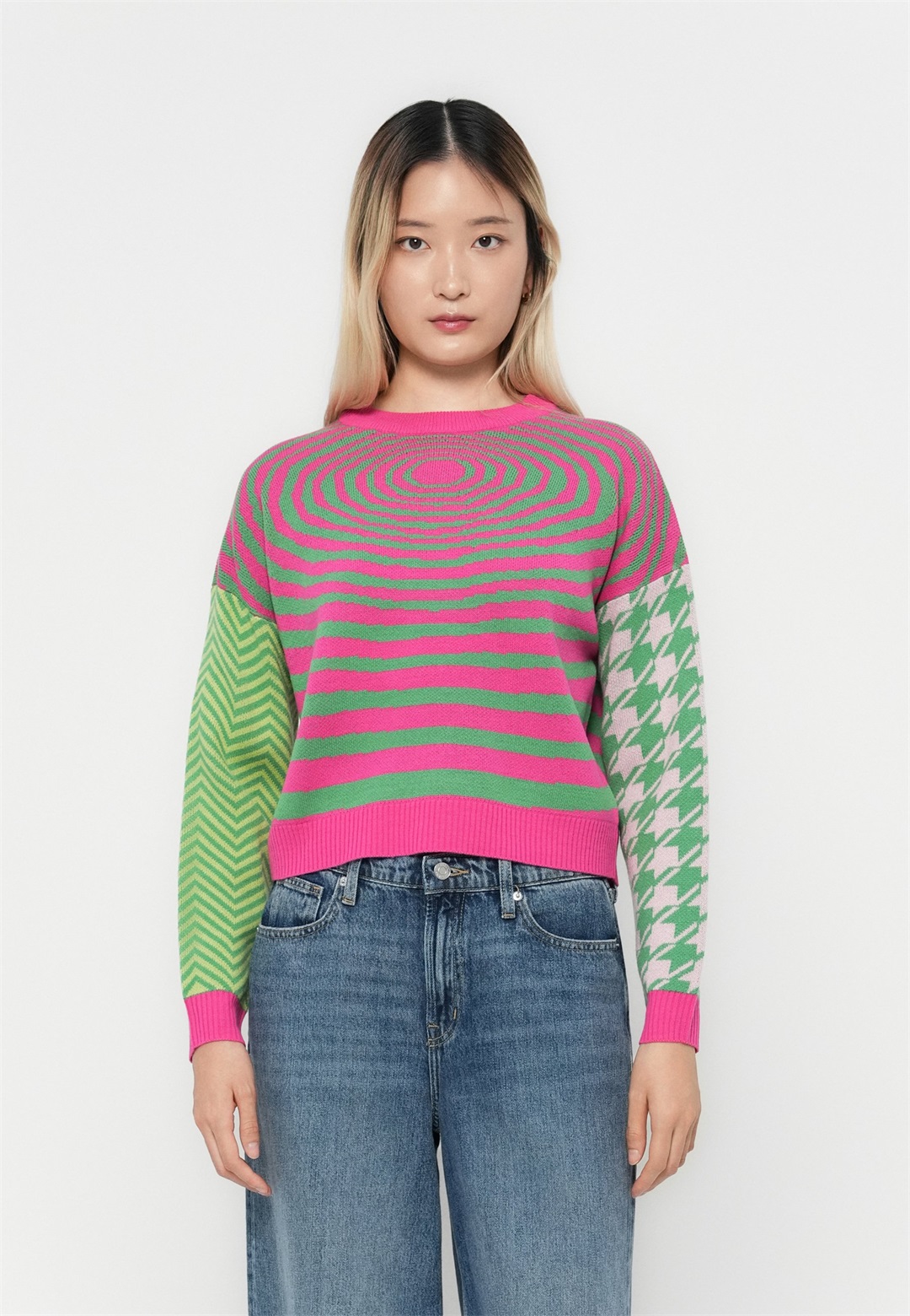 ONLY ONLBETTY - Strickpullover - medium green/leaf green/pink yarrow/bleached mauve/hellgrün