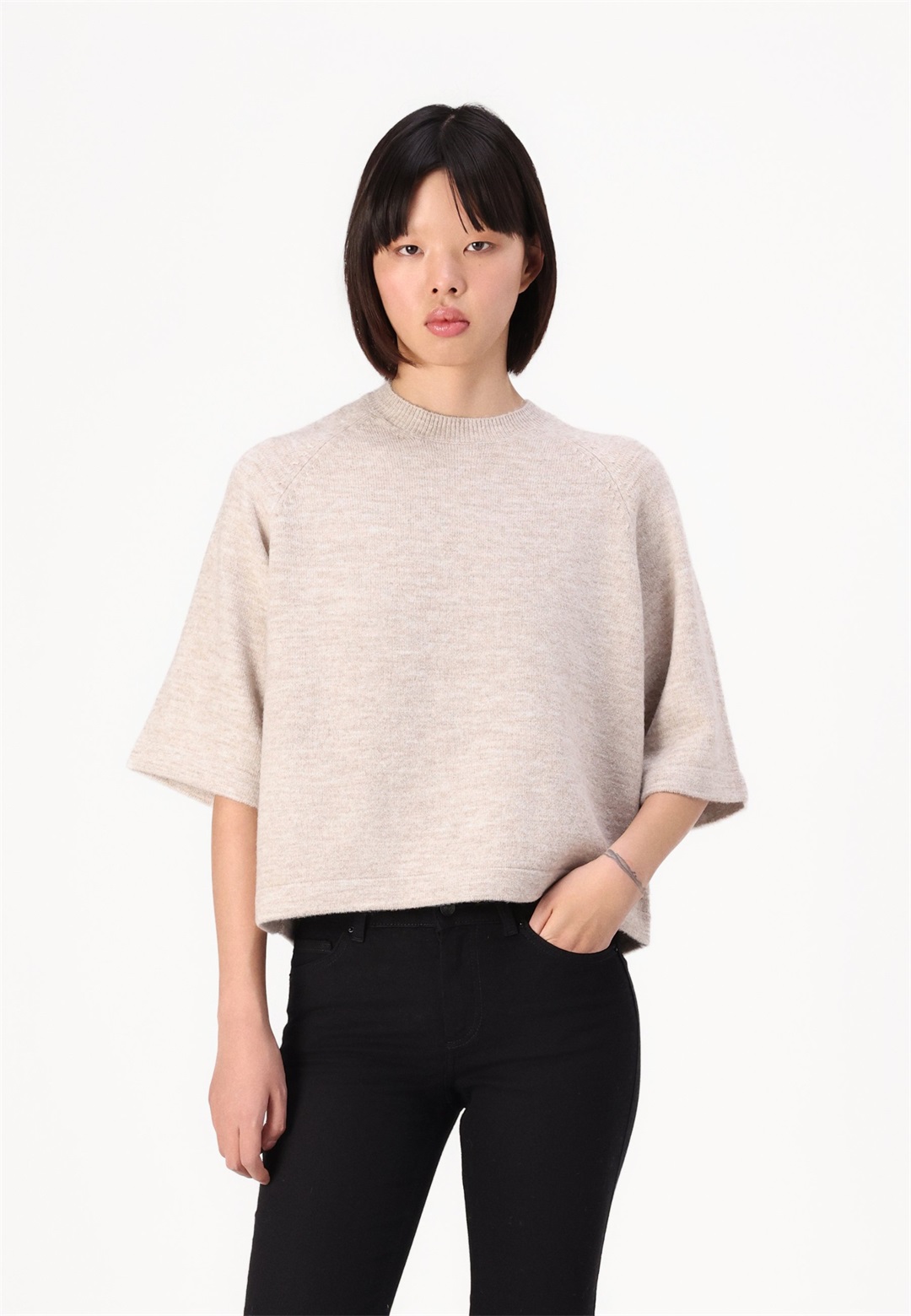 ONLY ONLSIMONI PULLOVER - Strickpullover - pumice stone/taupe