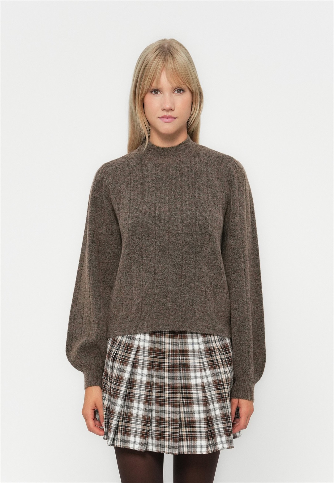 ONLY ONLFIRENZE HIGHNECK - Strickpullover - toasted coconut/braun