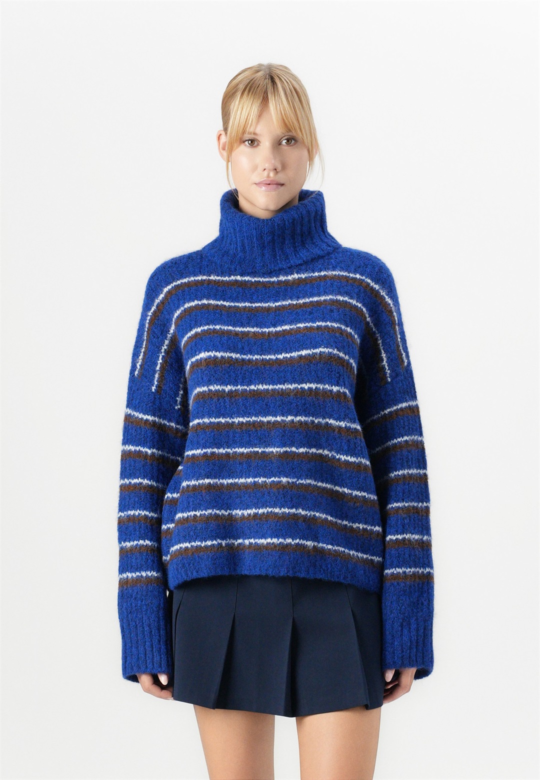 ONLY ONLMISTY LIFE ROLL NECK - Strickpullover - surf the web/whitecap gray/toasted coconut/blau