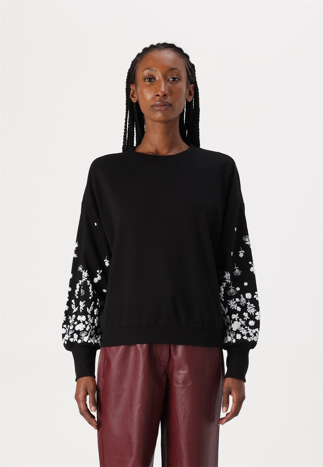 ONLY ONLBROOKE LS O-NECK FLOWER NOOS - Sweatshirt - black/schwarz