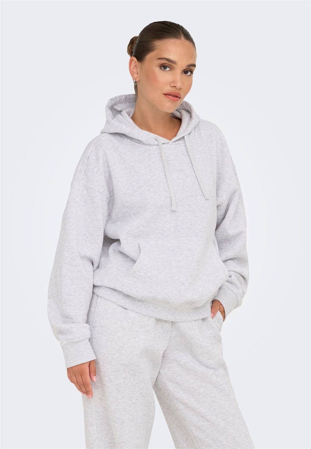 ONLY ONLBEST LIFE - Kapuzenpullover - light grey melange/hellgrau-meliert