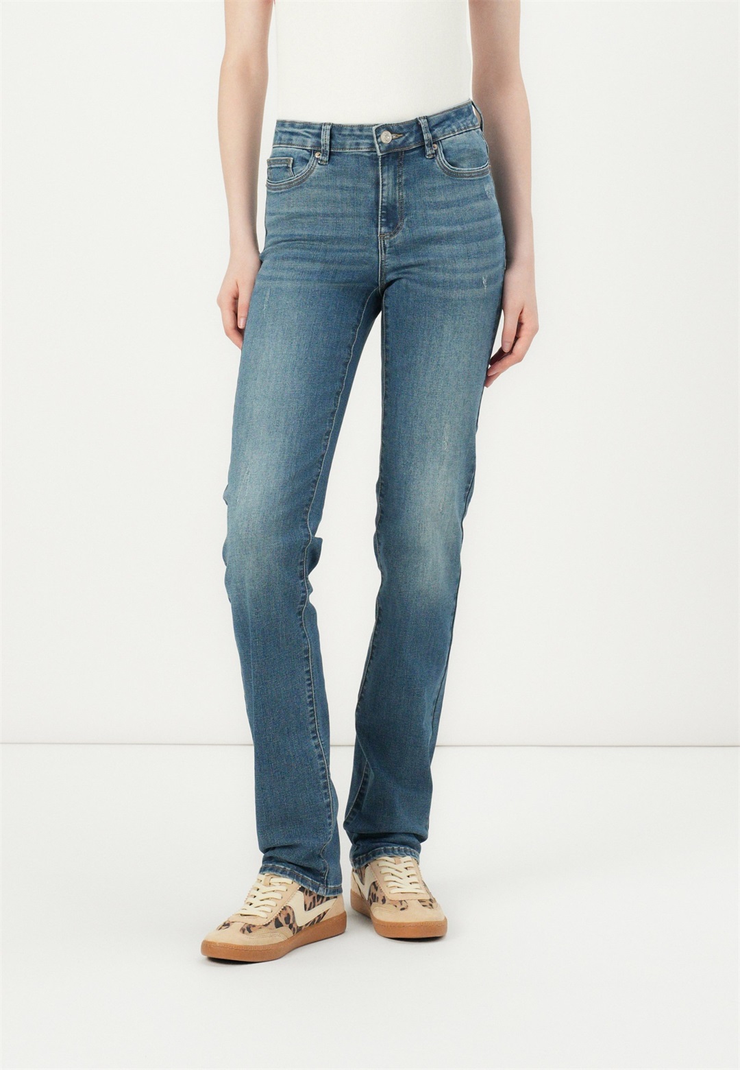 ONLY ONLWAUW MID WAIST - Jeans Slim Fit - medium blue denim/blue denim