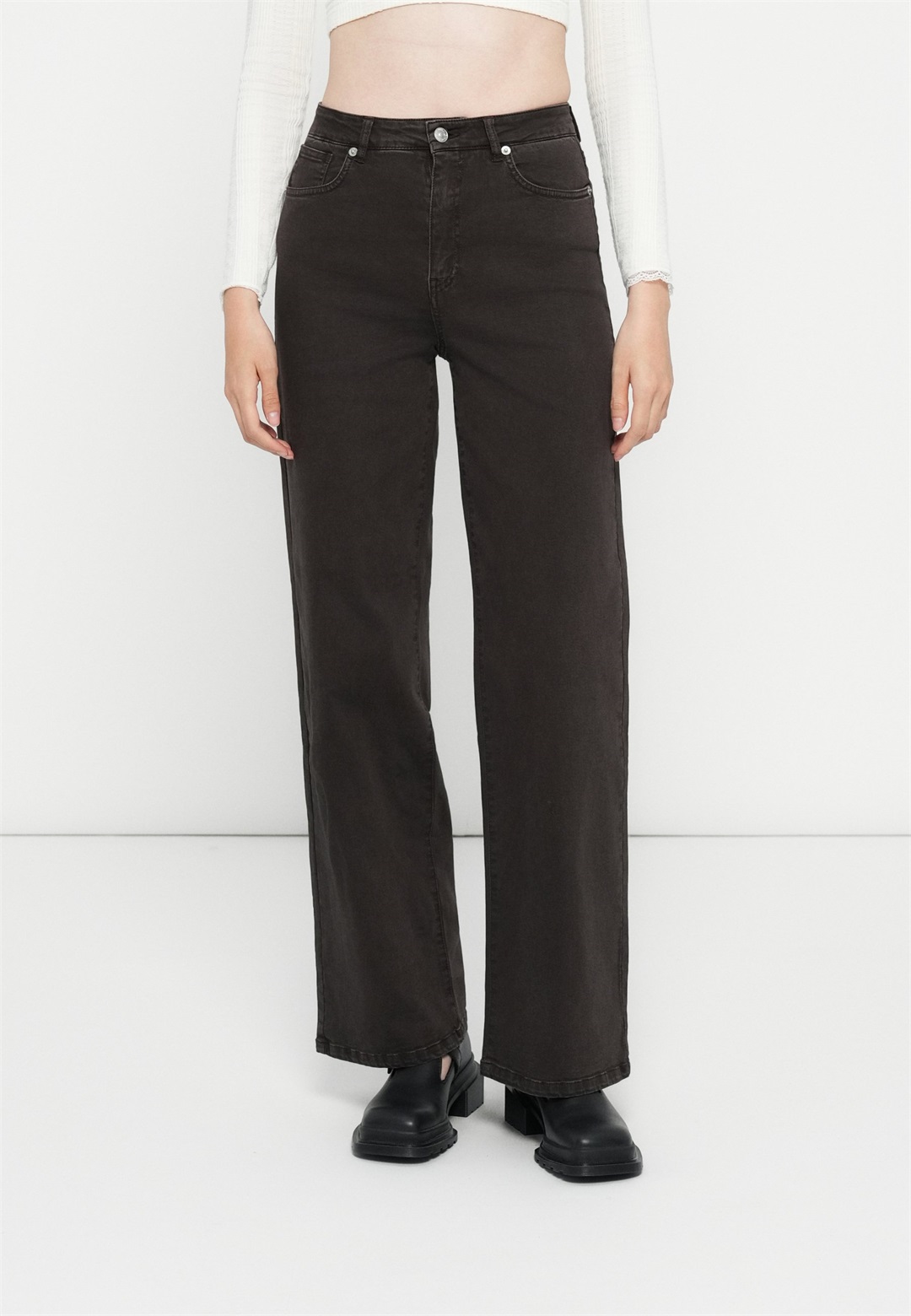 ONLY ONLJUICY MISSOURI WIDE PANT - Jeans Straight Leg - chocolate torte/dunkelbraun