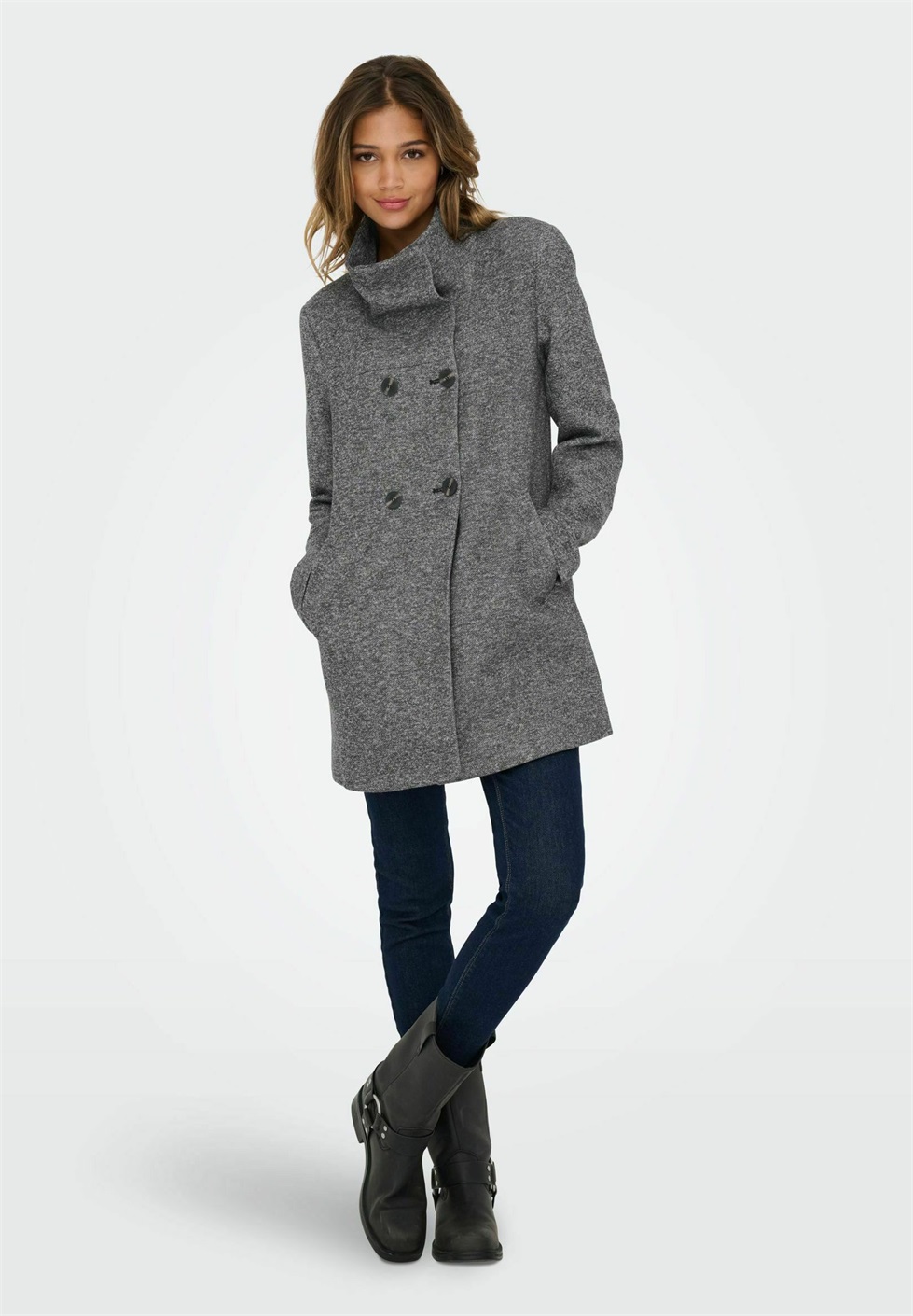 ONLY ONLSEDONA LIFE SOPHIA - Kurzmantel - dark grey melange/dunkelgrau-meliert