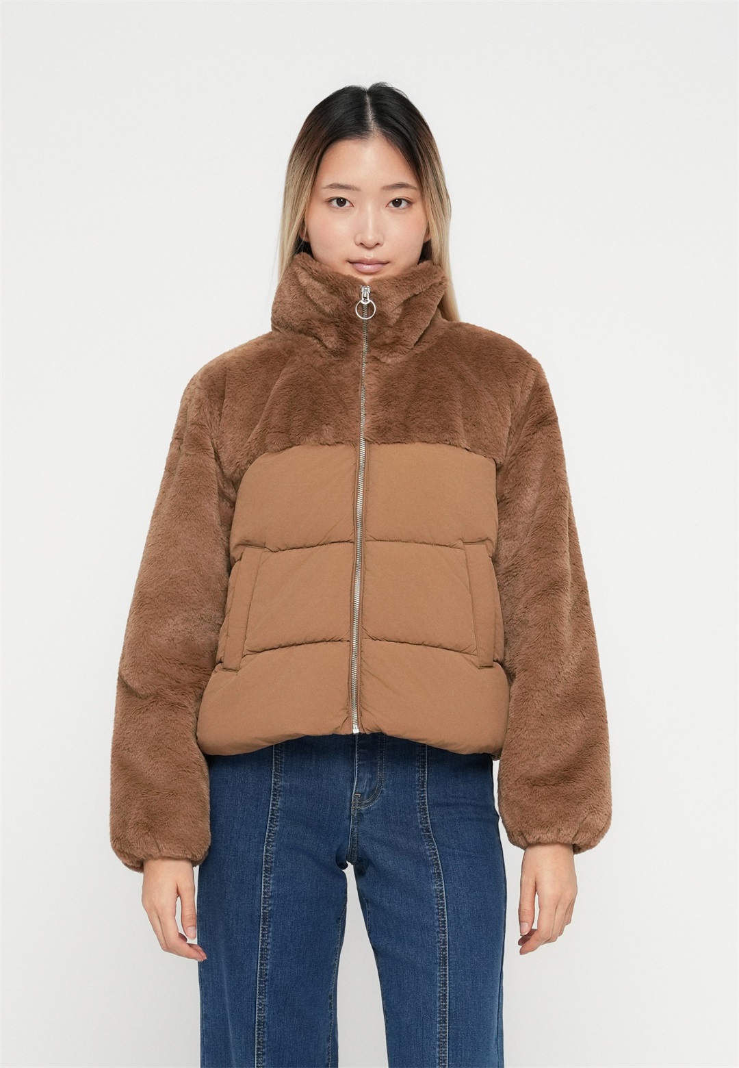 ONLY ONLWANJA FUR PUFFER MIX JACKET NOOS OTW - Winterjacke - cocoa créme/braun
