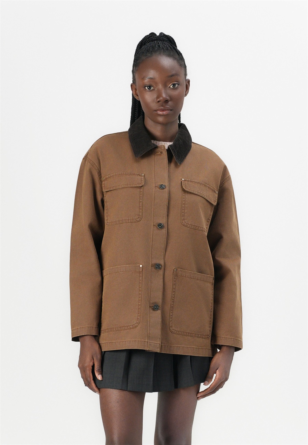 ONLY ONLCAVA COLLAR - Jeansjacke - bistre/chocolate torte/braun