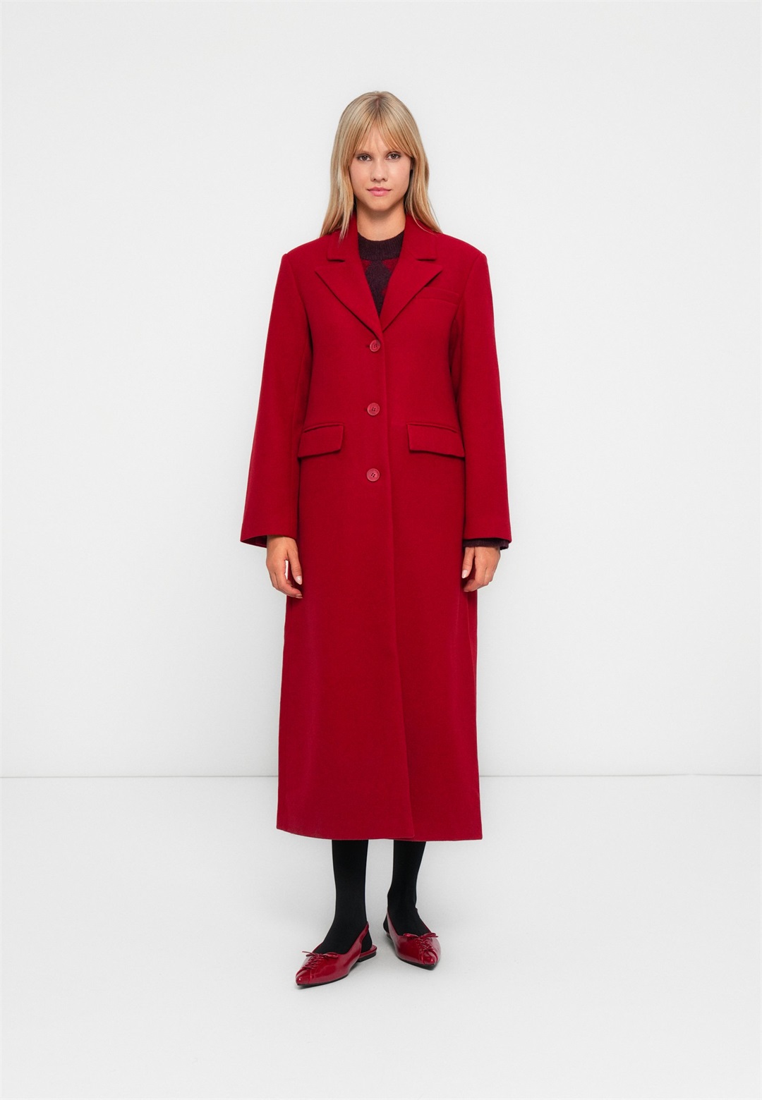 ONLY ONLNANCY LIFE LONG FITTED COAT - Klassischer Mantel - karanda red/rot