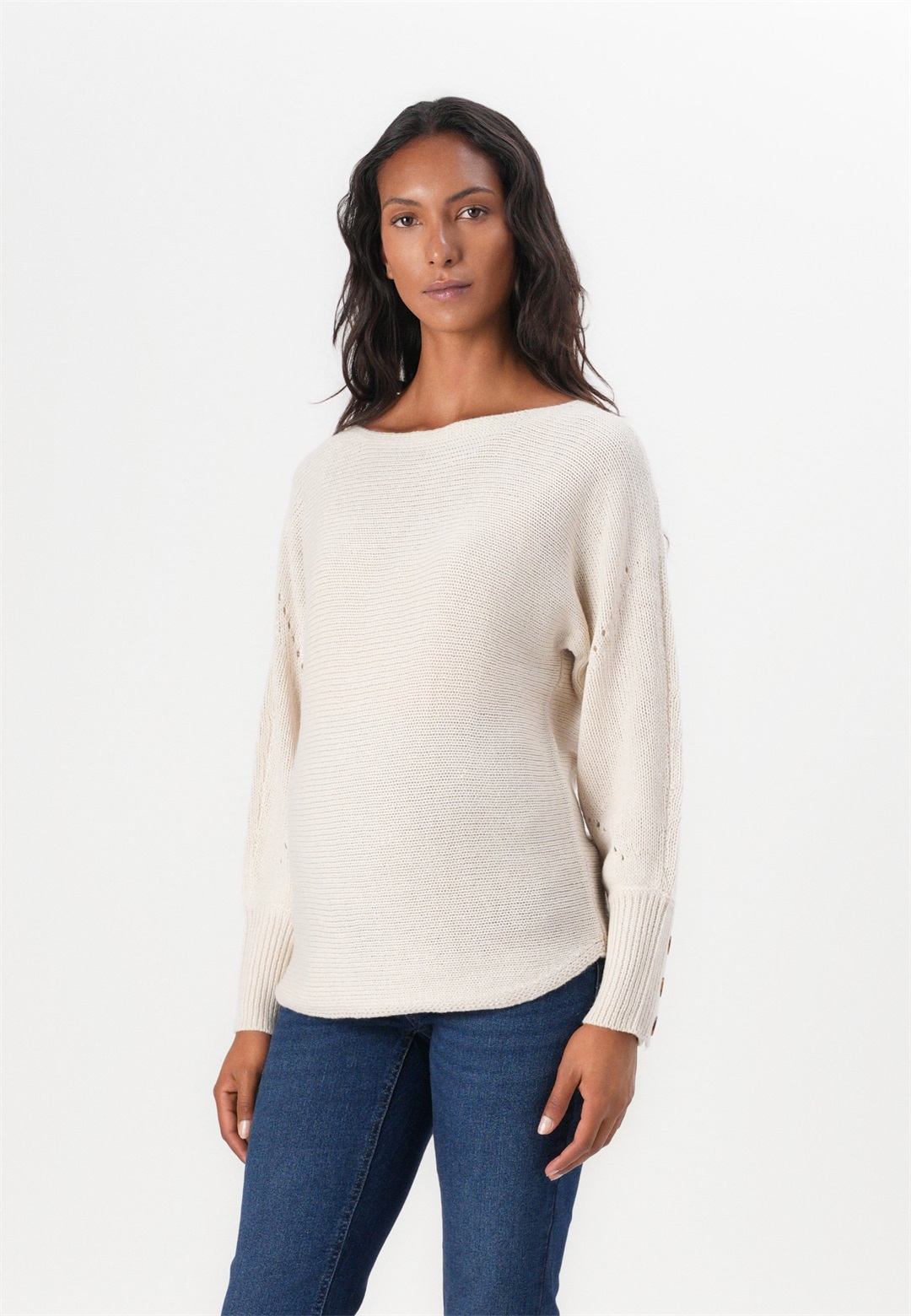 ONLY MATERNITY OLMNICOYA BOAT NECK - Strickpullover - pumice stone/beige