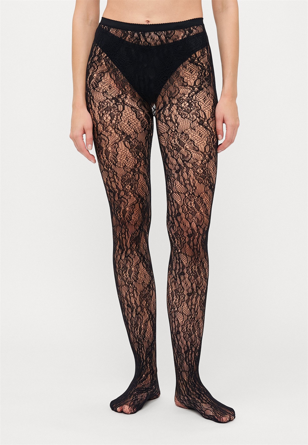 ONLY ONLESTA FLOWER TIGHTS - Strumpfhose - black/schwarz