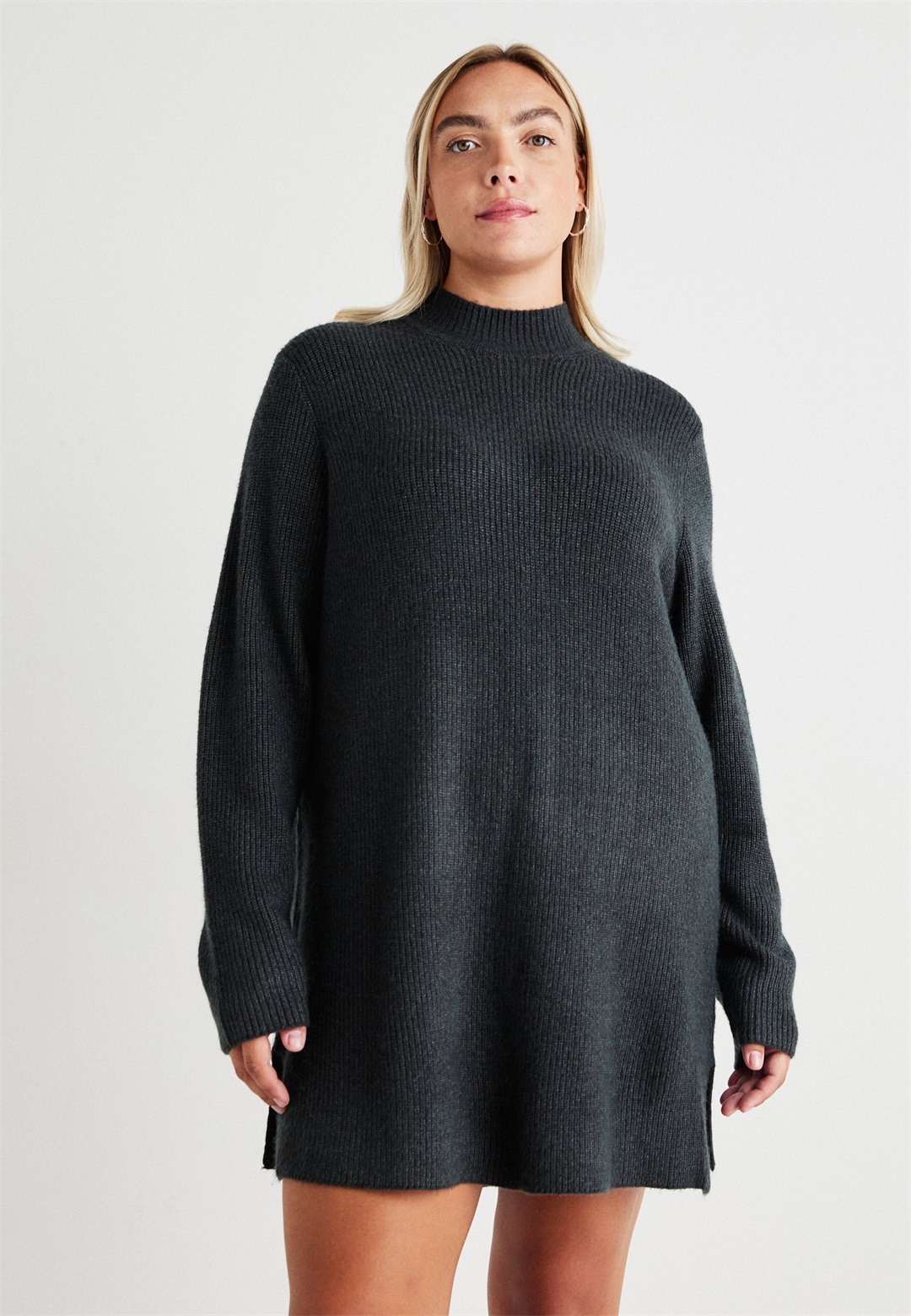 ONLY Carmakoma CARKATIA LOOSE HIGHNECK - Strickpullover - dark grey/dunkelgrau-meliert