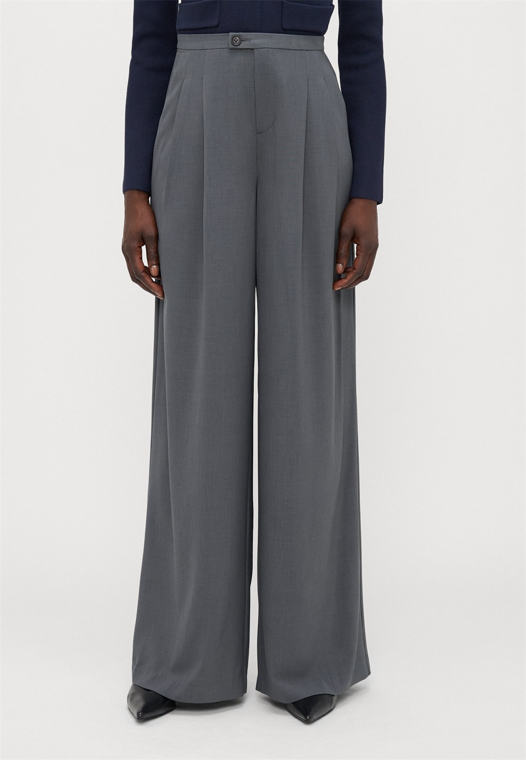 ONLY Tall ONLSVEA LIFE WIDE - Stoffhose - dark grey melange/dunkelgrau-meliert