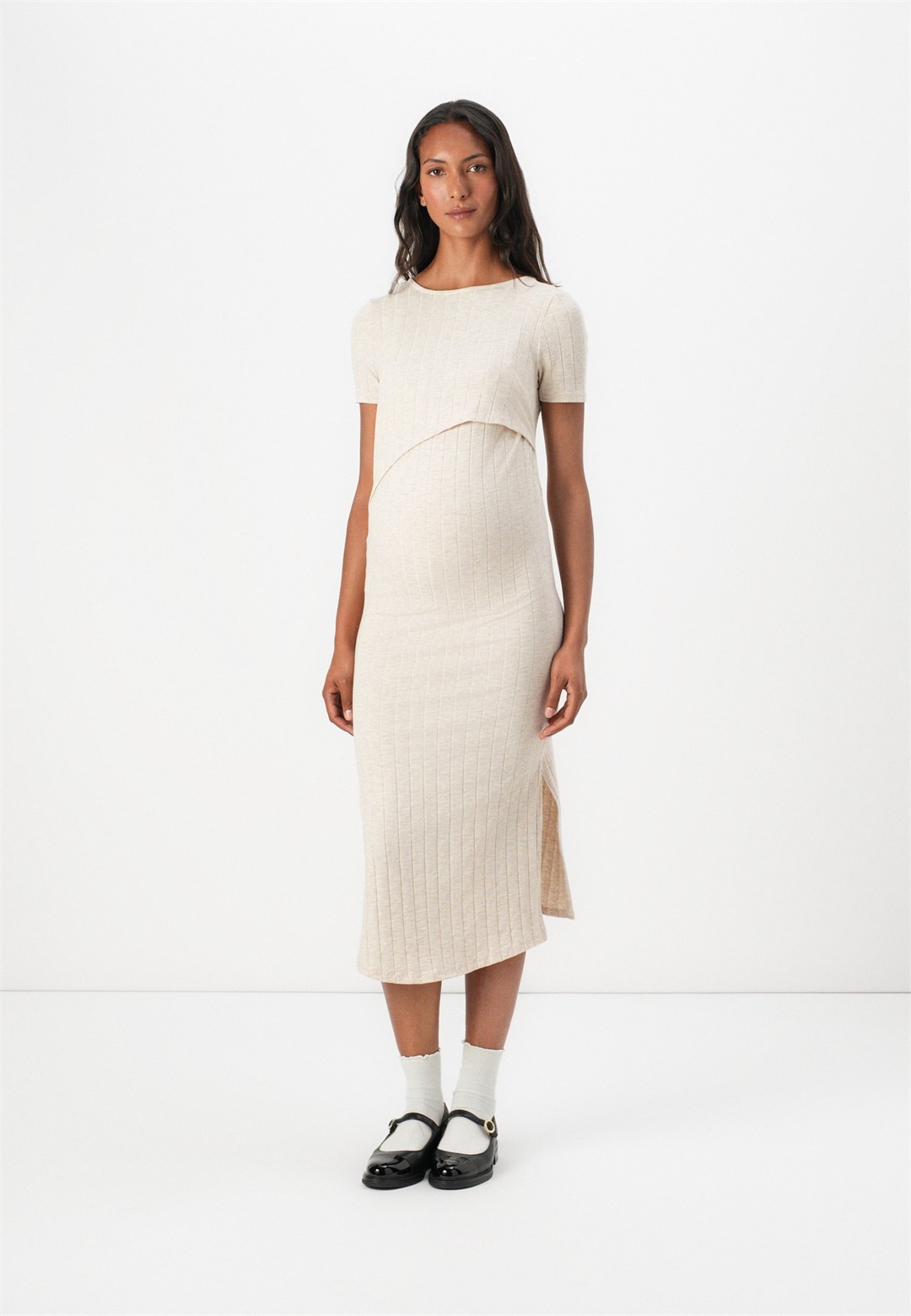 ONLY MATERNITY OLMDANDRA NURSING O NECK DRESS - Freizeitkleid - pumice stone/beige