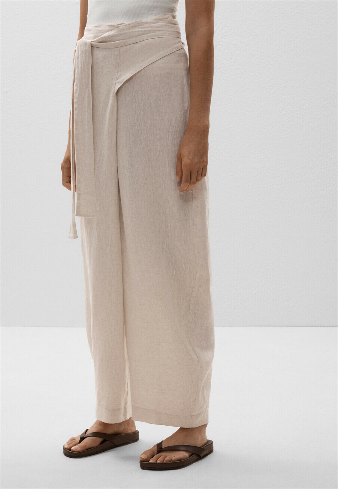 OYSHO LINEN CROSSOBER BALLOON - Stoffhose - stone/stein