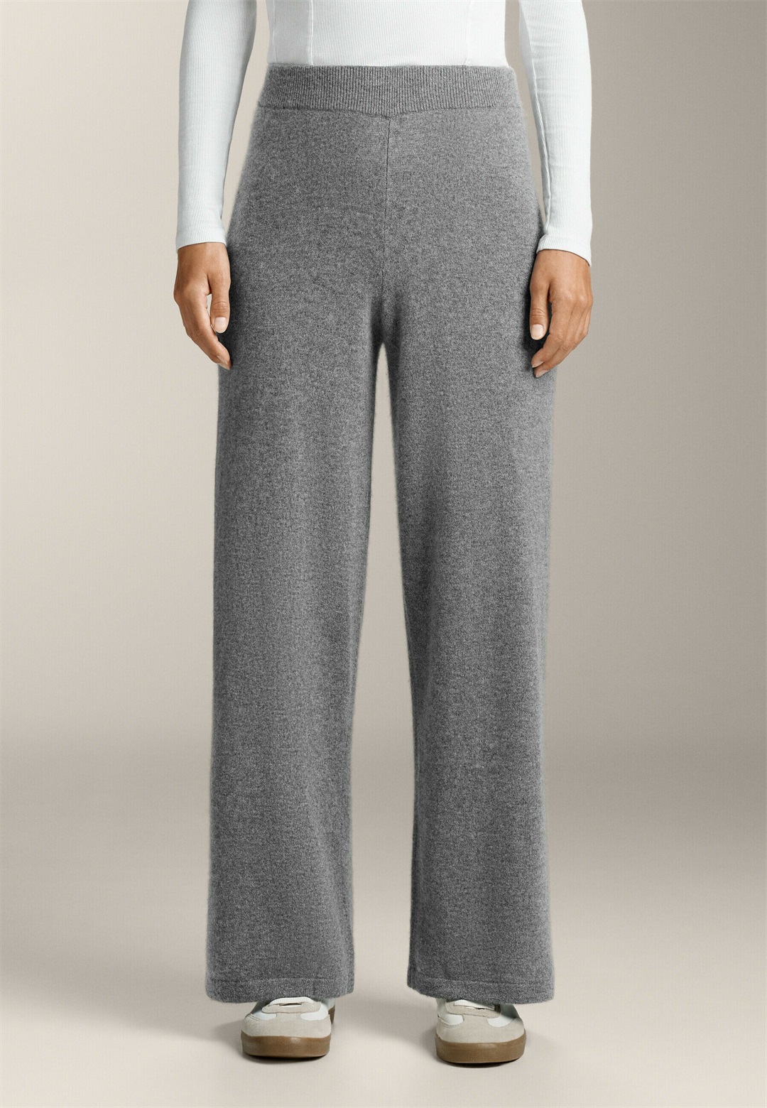 OYSHO STRAIGHT LEG 100% CASHMERE - Stoffhose - light grey/hellgrau