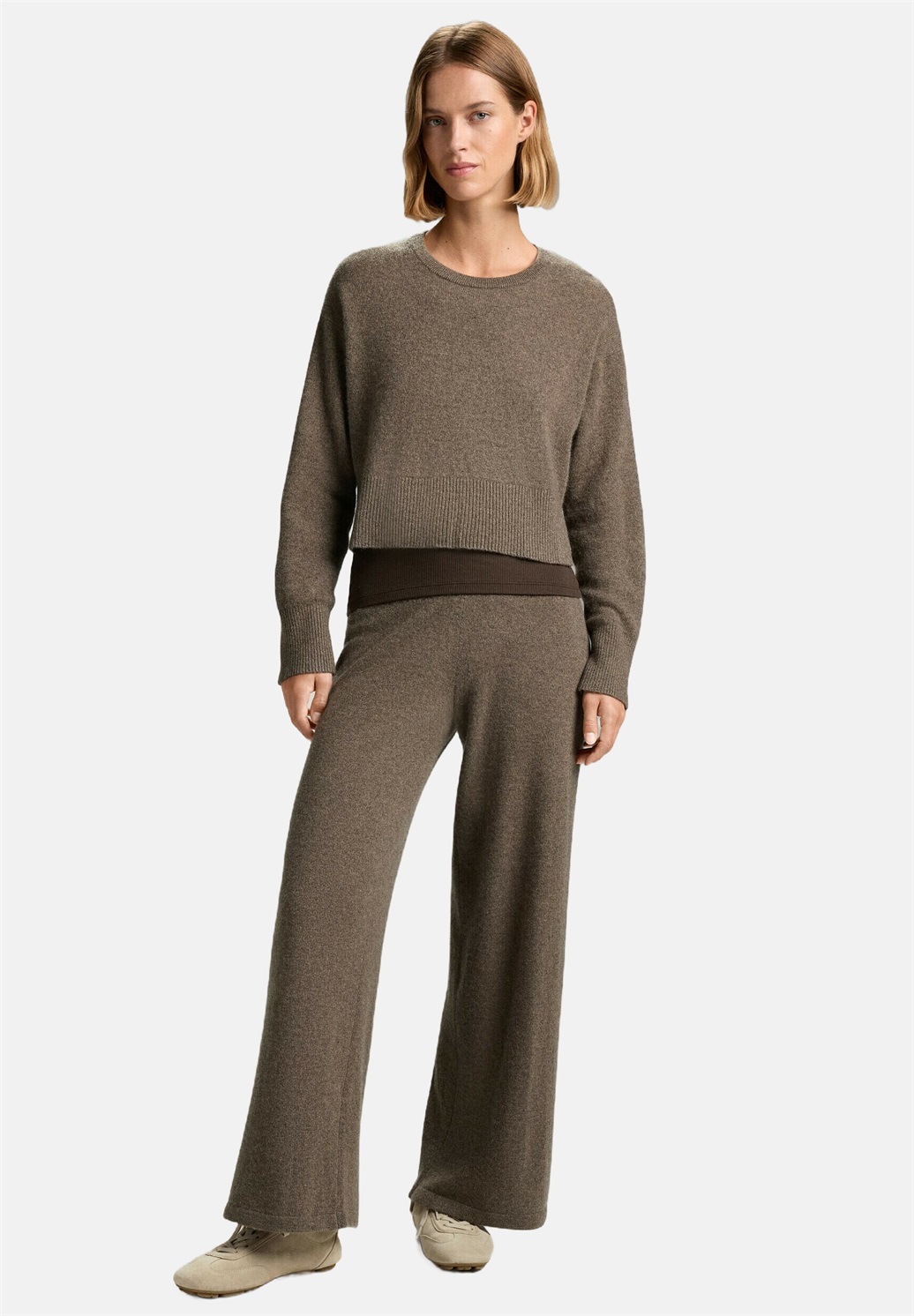 OYSHO STRAIGHT LEG 100% CASHMERE - Stoffhose - brown/braun