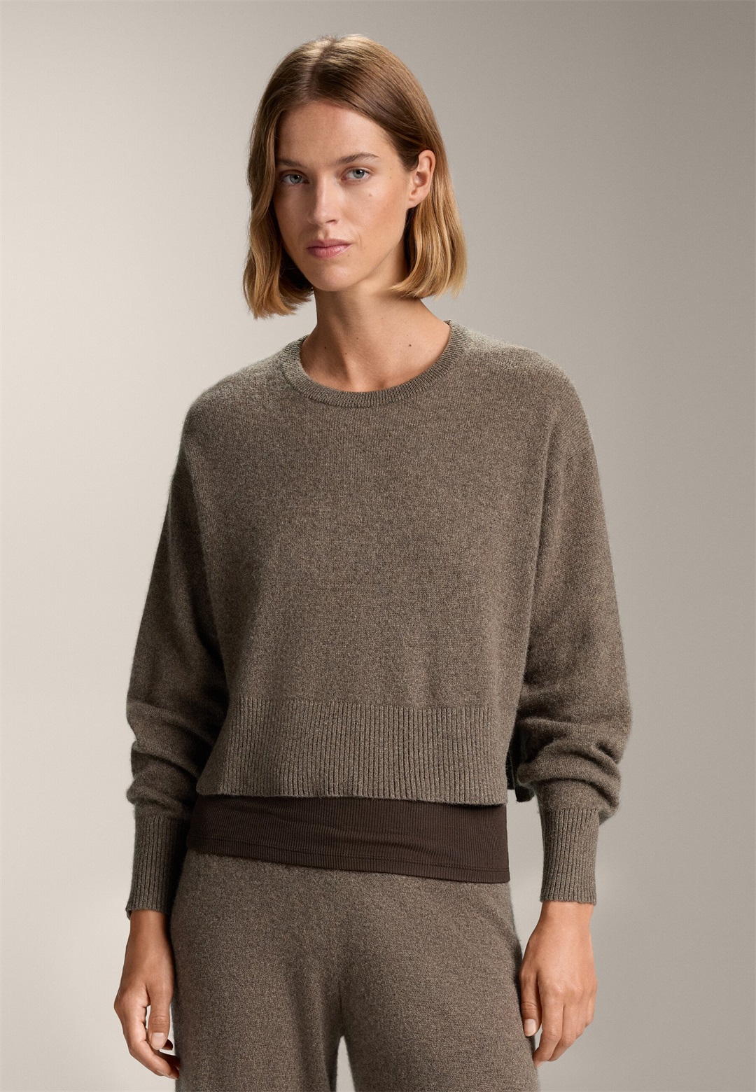 OYSHO 100% CASHMERE KNIT ROUND-NECK - Strickpullover - brown/braun