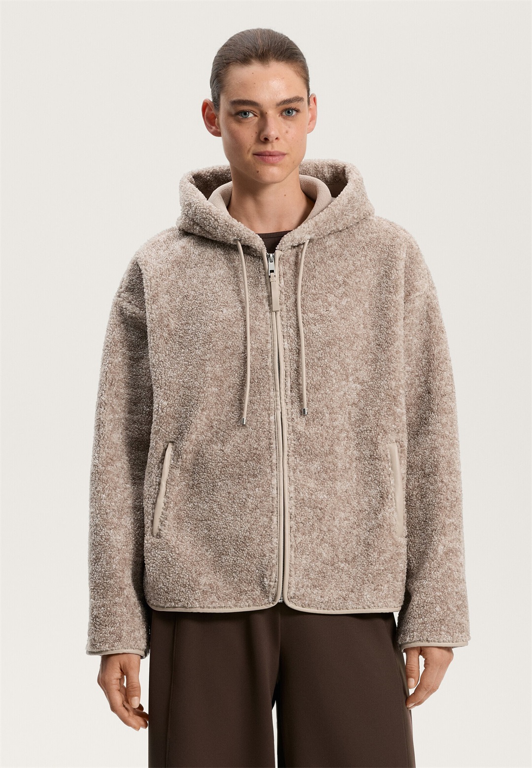 OYSHO FAUX-SHEARLING HOODED - Fleecejacke - light brown/hellbraun