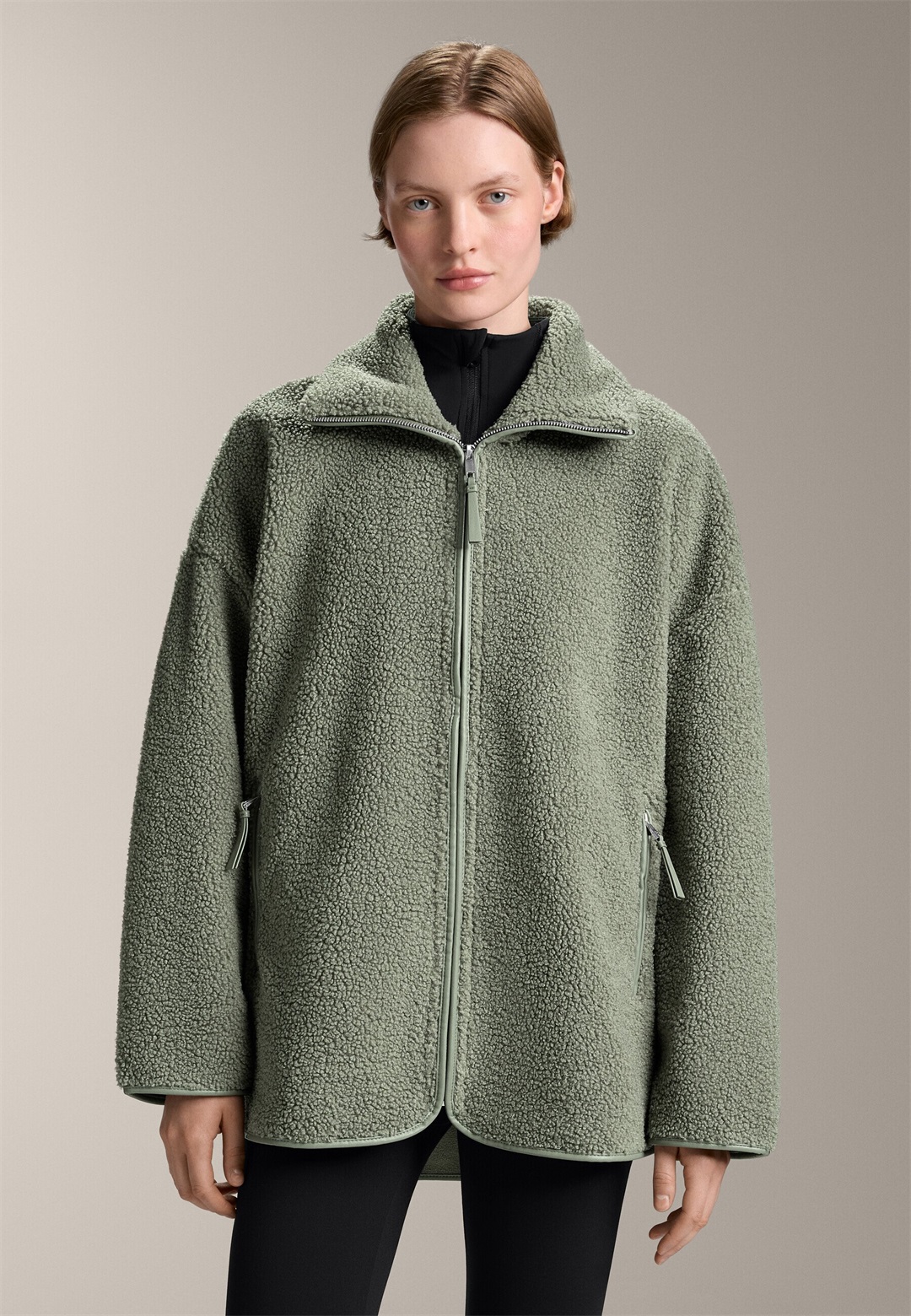 OYSHO FAUX-SHEARLING OVERSIZE - Fleecejacke - khaki