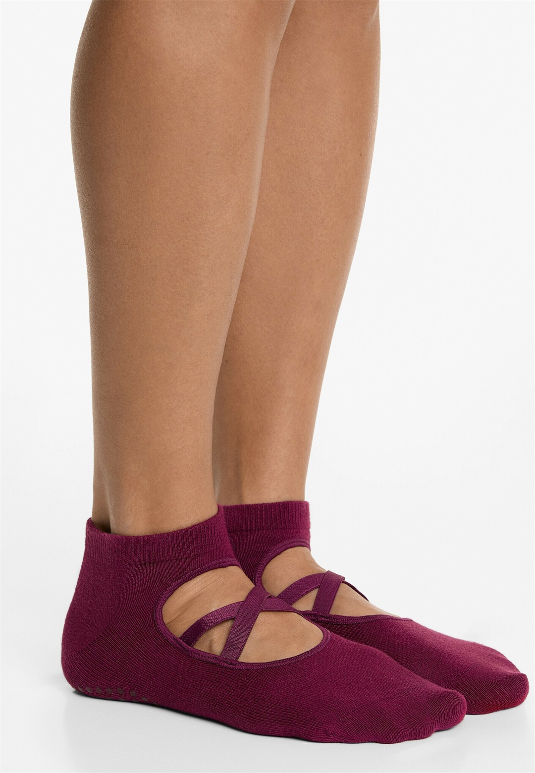 OYSHO 2 PAIRS YOGA AND PILATES WITH CROSSOVER STRAPS - Füßlinge - mottled dark purple/dunkellila-meliert