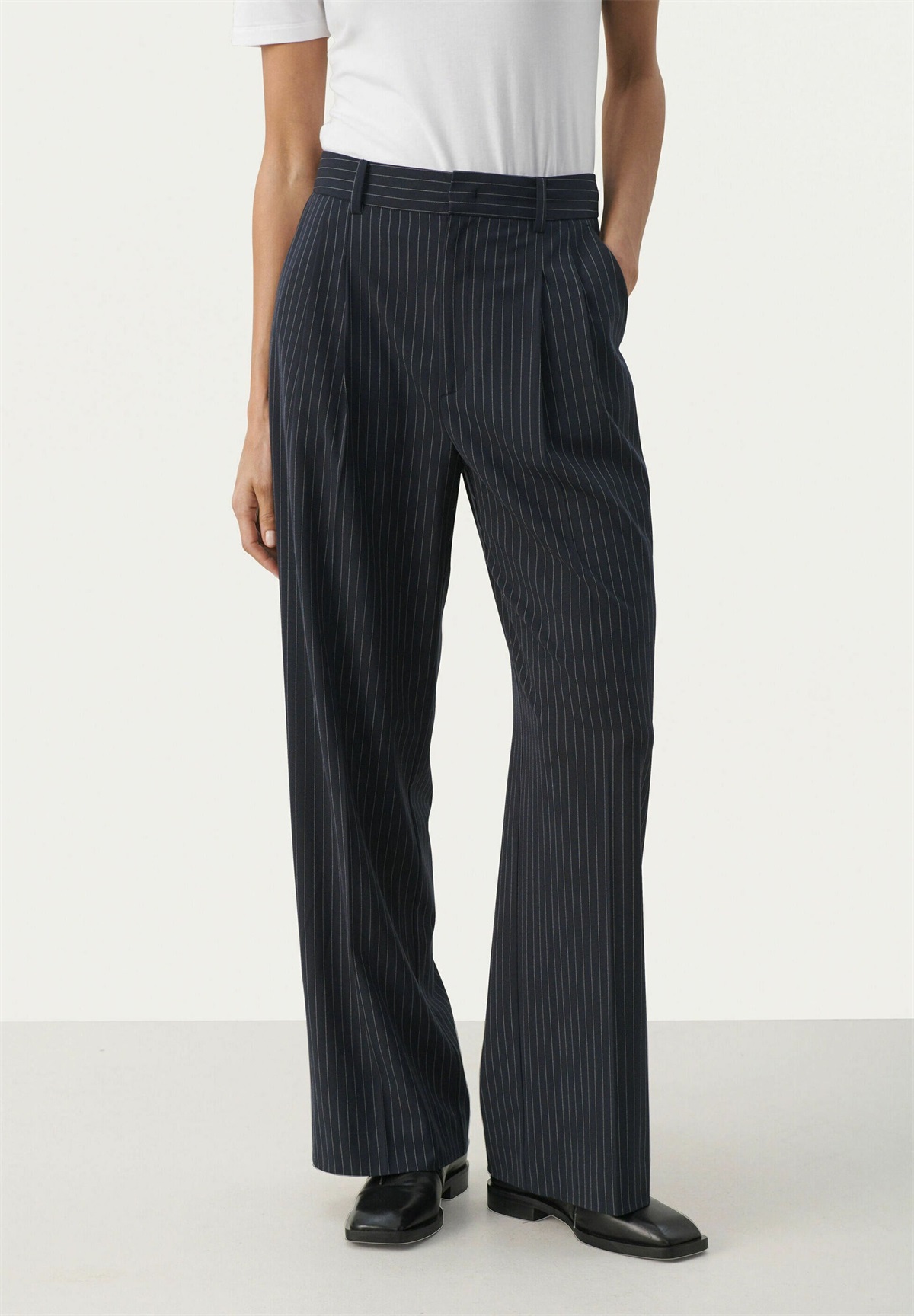 Part Two CHERRAPW - Stoffhose - dark navy pinstripe/dunkelblau