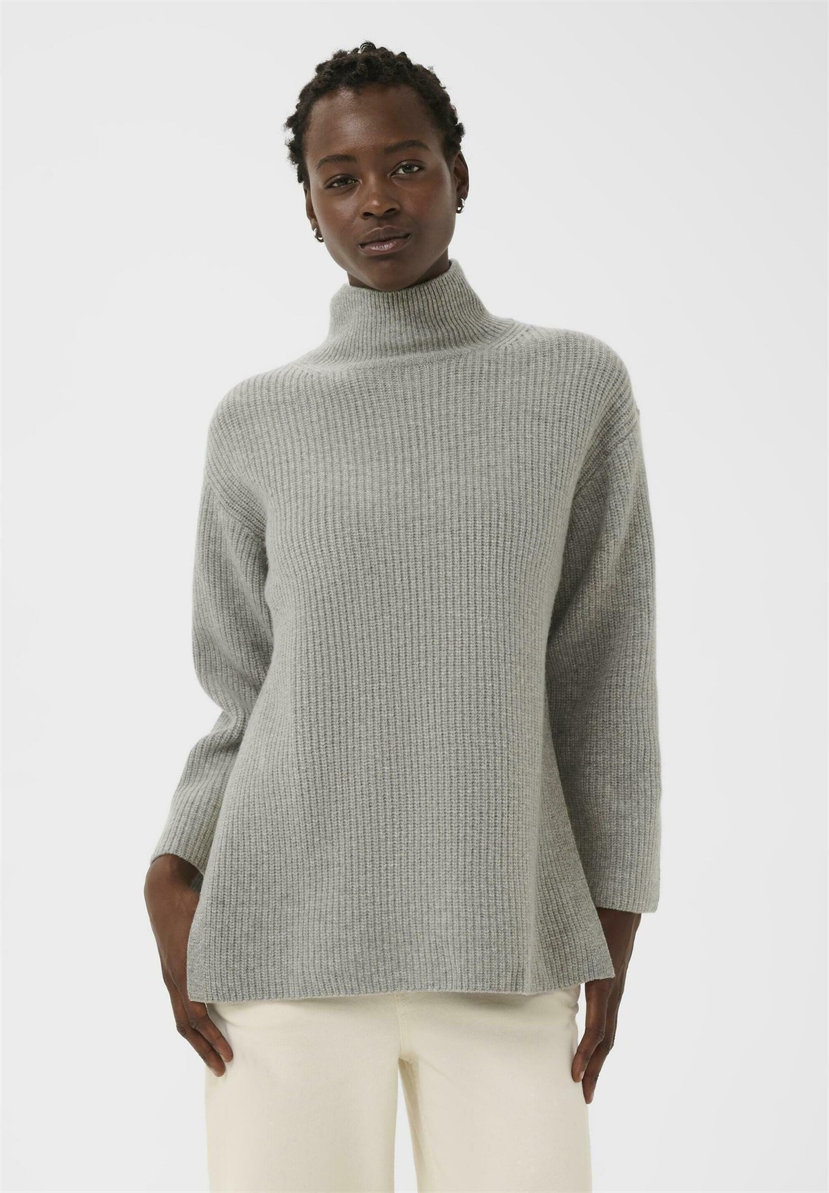 Part Two Strickpullover - medium grey melange/hellgrau