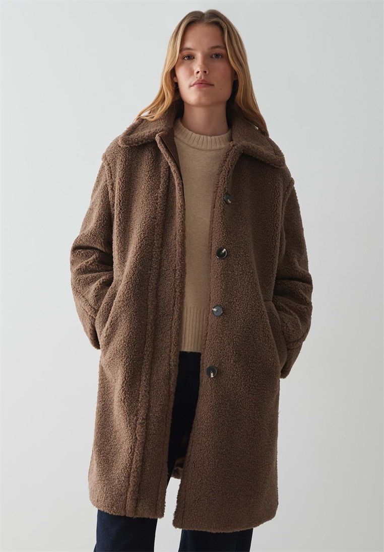 OPUS REGULAR FIT COLLAR - Wintermantel - cocoa/braun