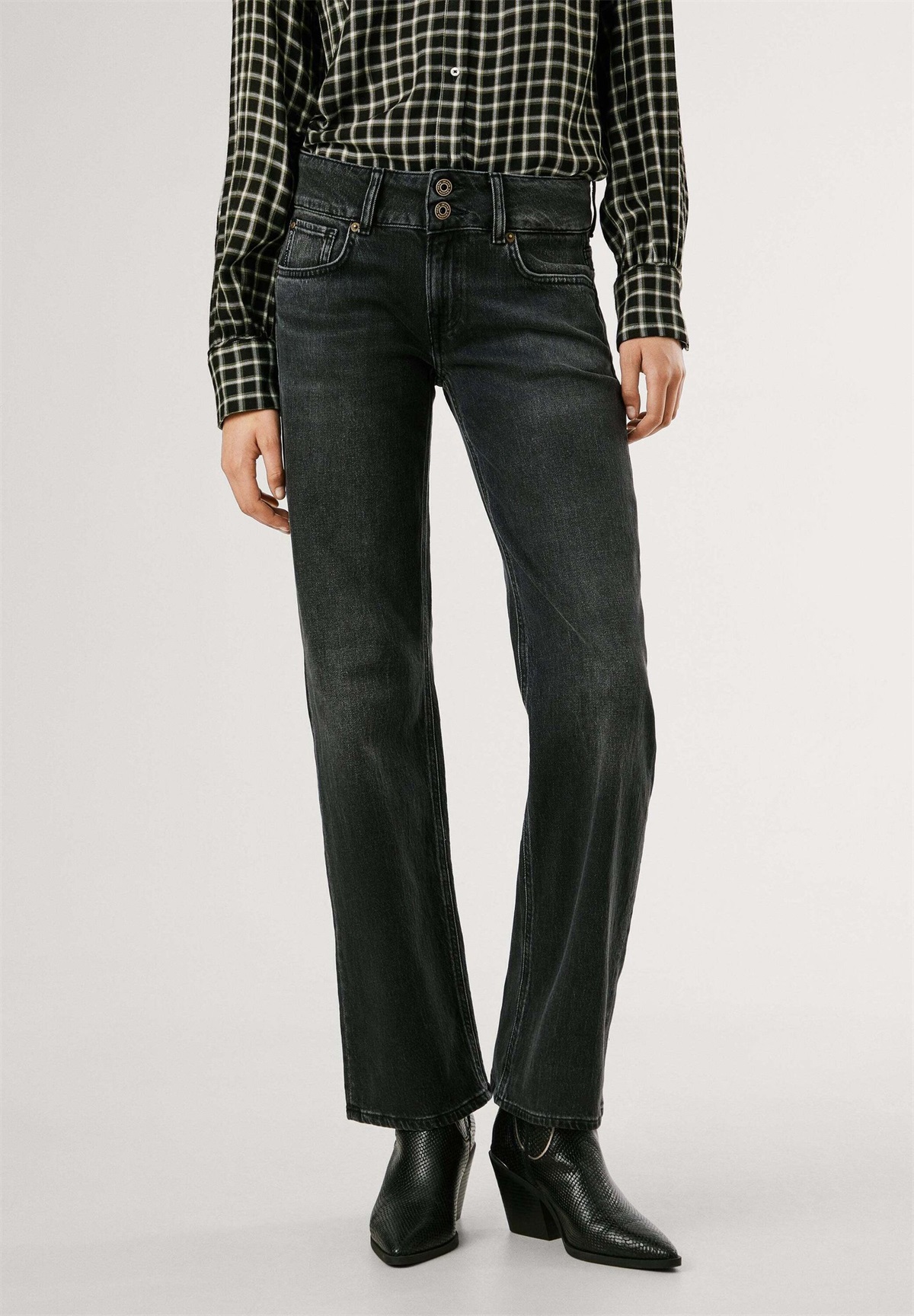 Pepe Jeans VENUS - Jeans Straight Leg - faded deep black/blue denim