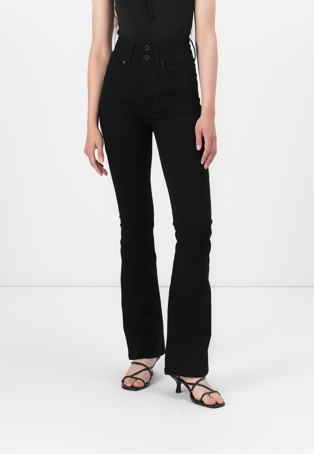Pepe Jeans FLARE CONTOUR - Flared Jeans - black denim/blue denim