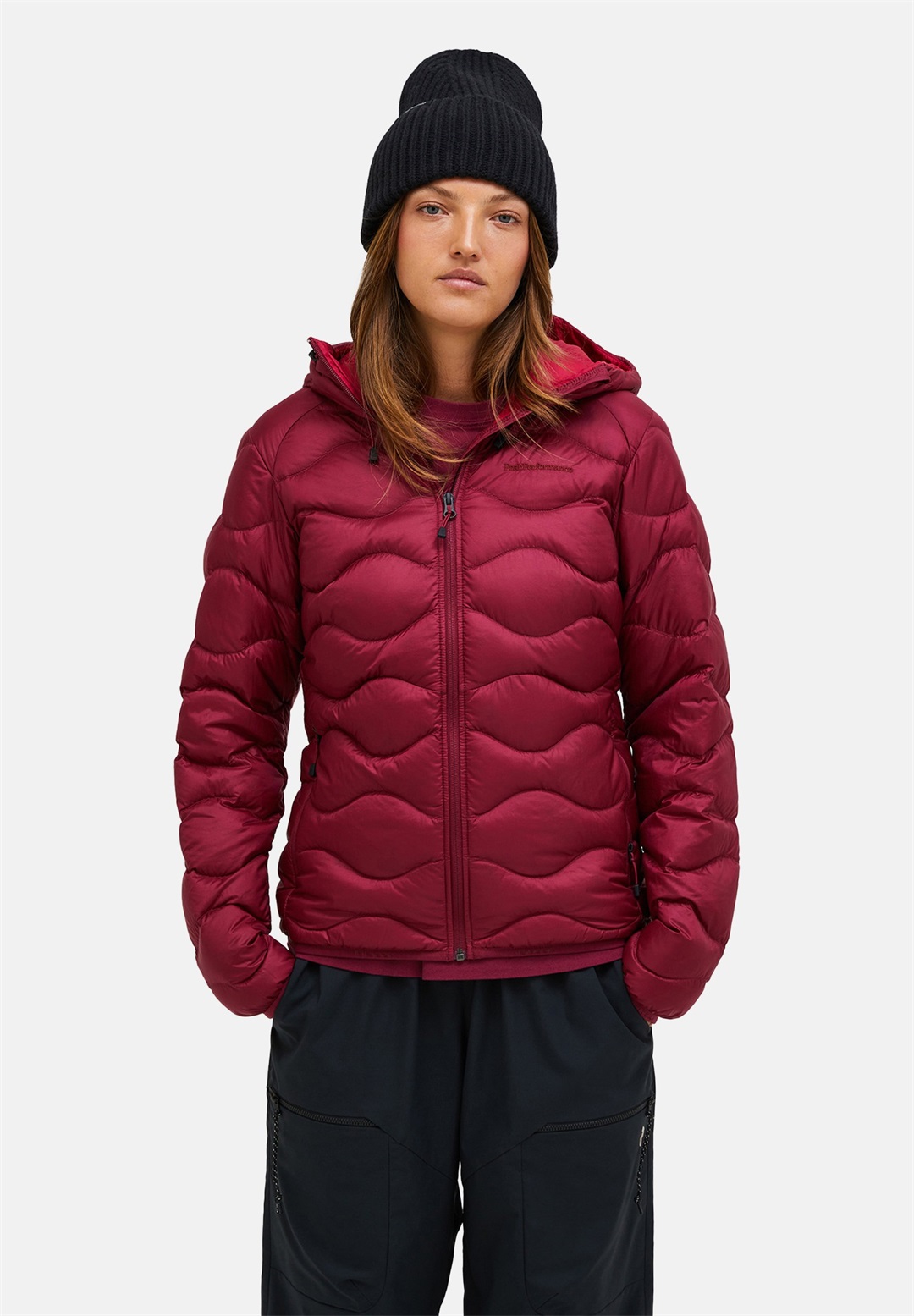 Peak Performance HELIUM HOOD - Daunenjacke - vertical zenith/tech burgundy//sand