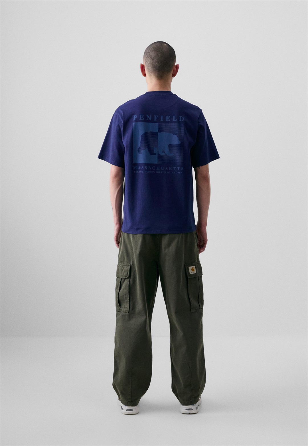 Penfield CONTRAST STRIPE BEAR GRAPHIC - T-Shirt print - navy blazer/dunkelblau