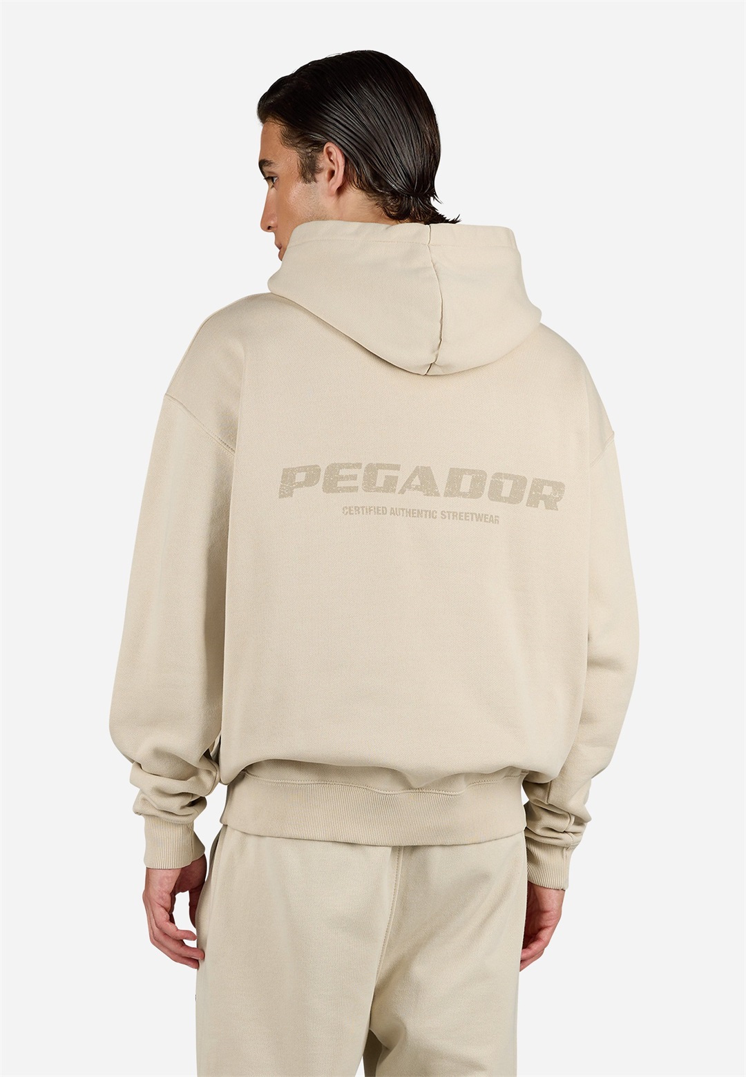 Pegador COLNE LOGO HOODIE - Kapuzenpullover - washed stone rough feather stone/beige