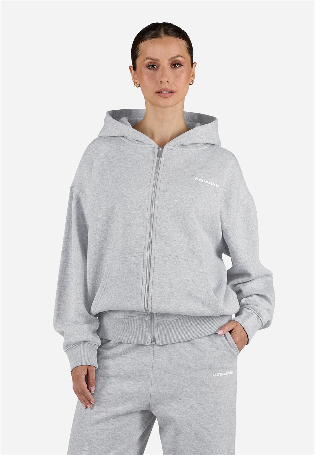 Pegador CLARITA OVERSIZED - Sweatjacke - heather grey/white/grau