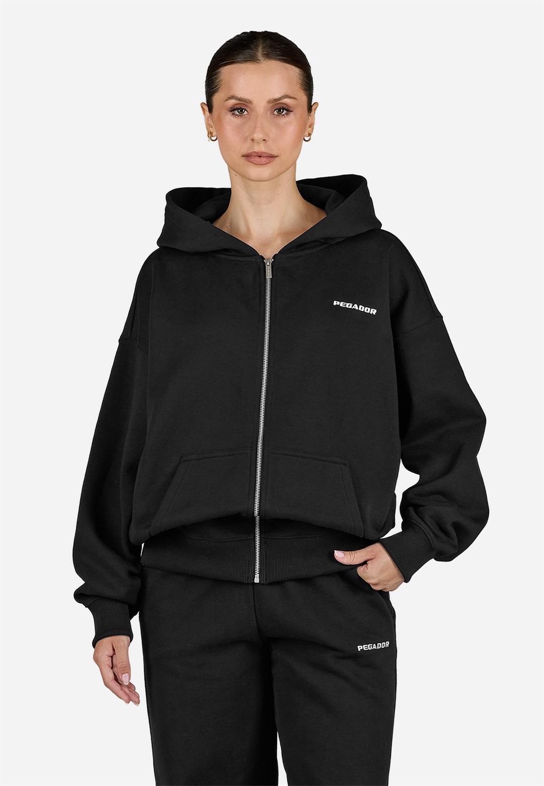 Pegador CLARITA OVERSIZED - Sweatjacke - washed black/white/schwarz