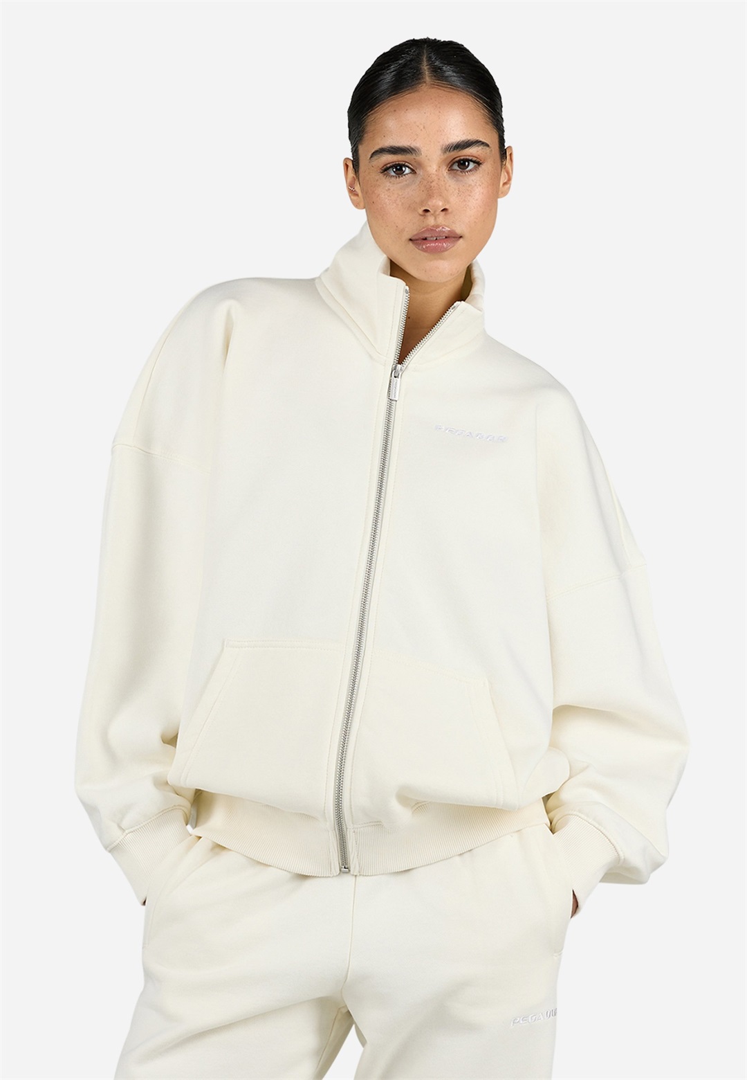 Pegador LILEA SWEAT TRACK JACKET - Sweatjacke - washed unbleached white gum/offwhite