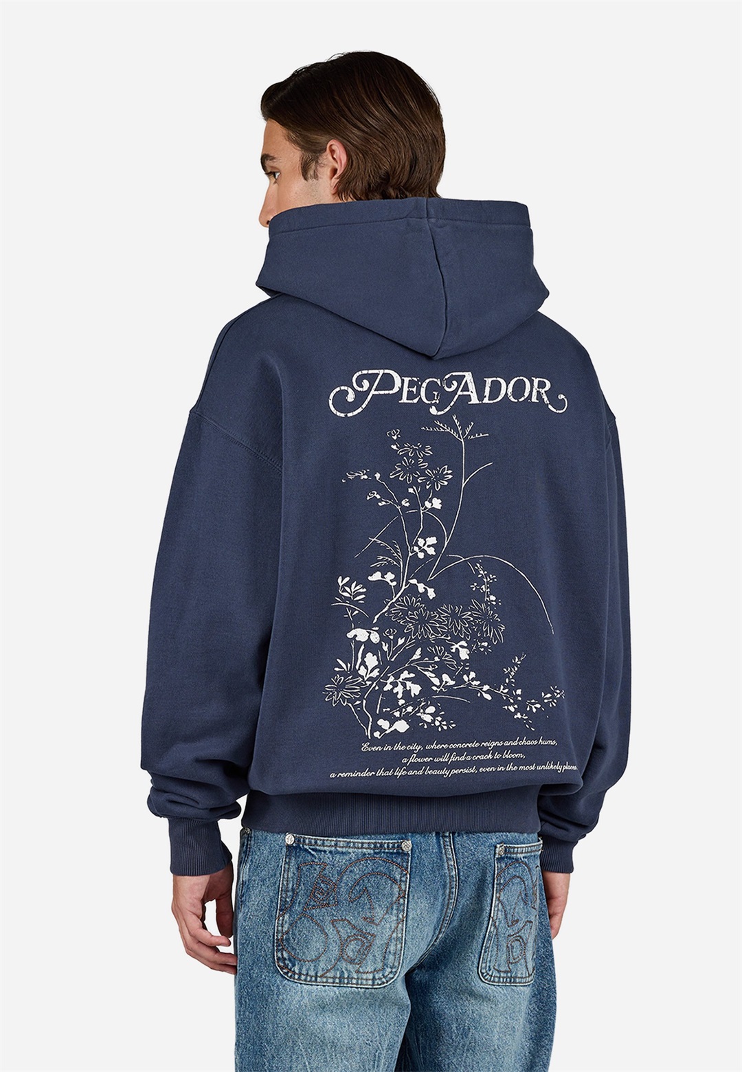Pegador PUYO HOODIE - Kapuzenpullover - washed indigo navy/dunkelblau