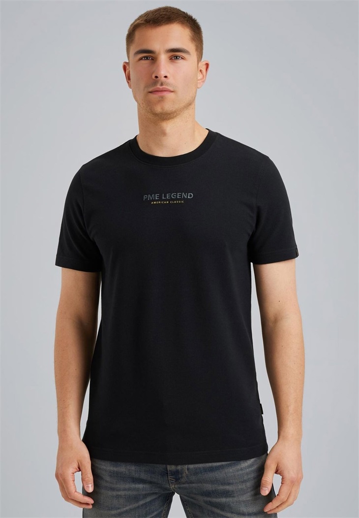 PME Legend MIT WAFFELSTRUKTUR - T-Shirt basic - salute/schwarz