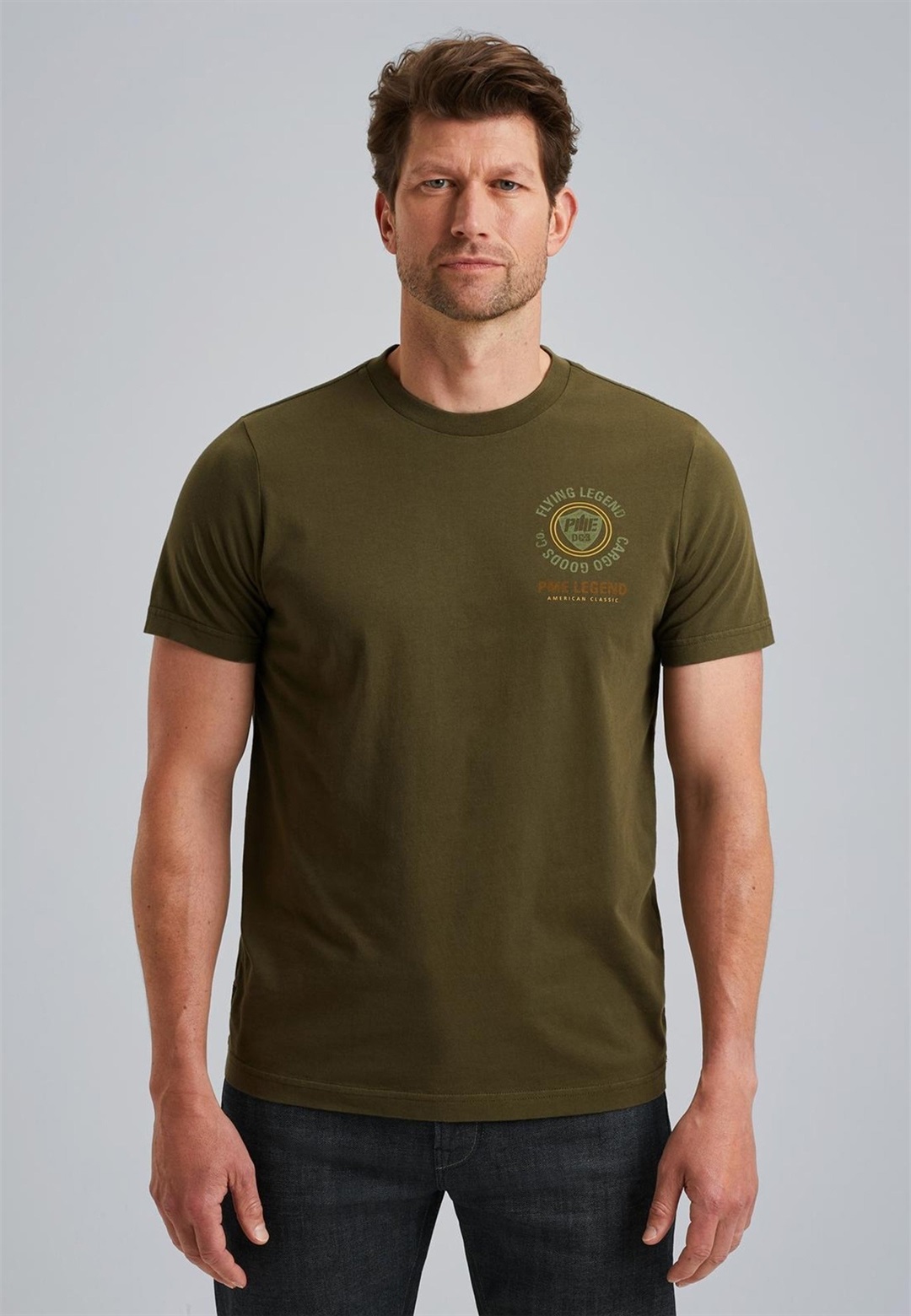 PME Legend T-Shirt print - olive night/oliv
